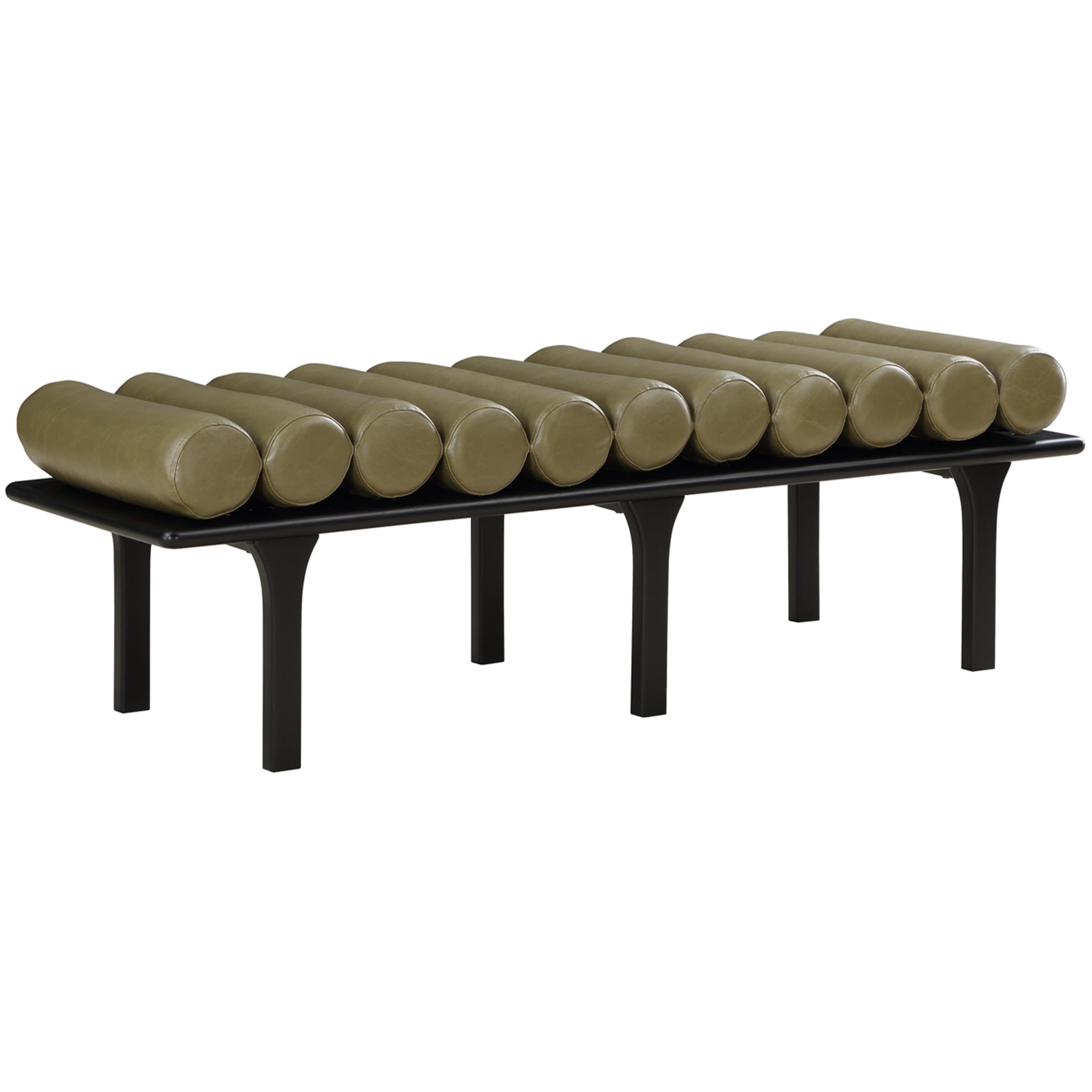 Meridian Landon Olive Green Vegan Leather Bench