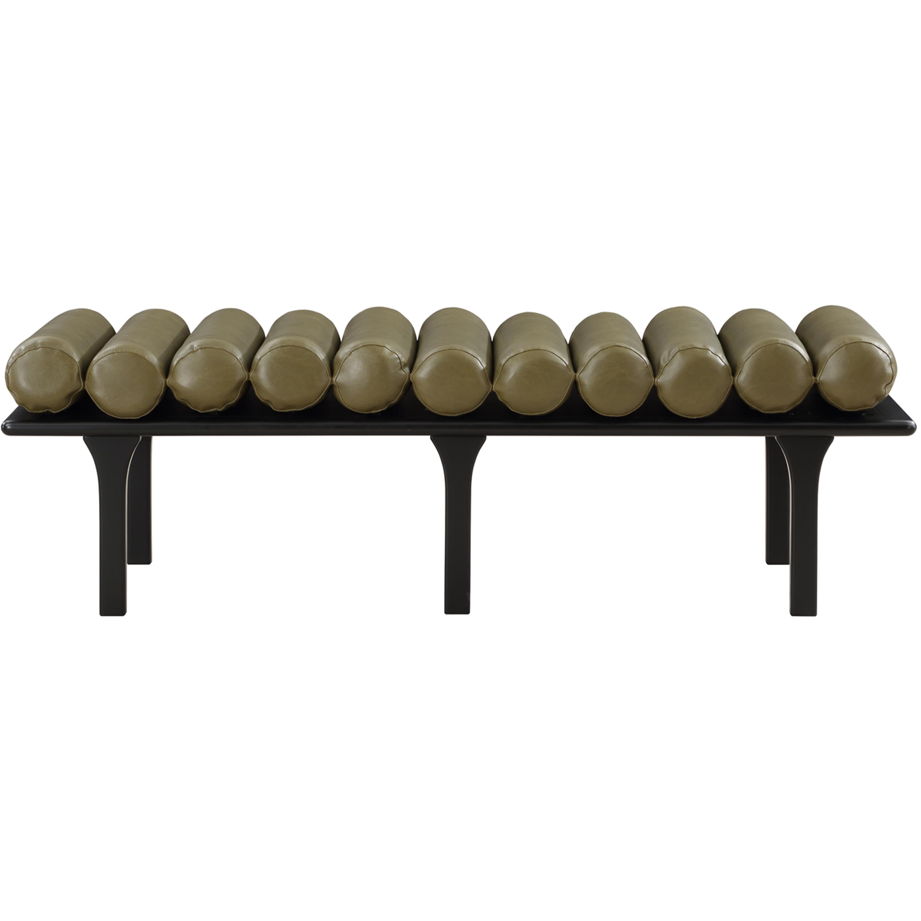Meridian Landon Olive Green Vegan Leather Bench