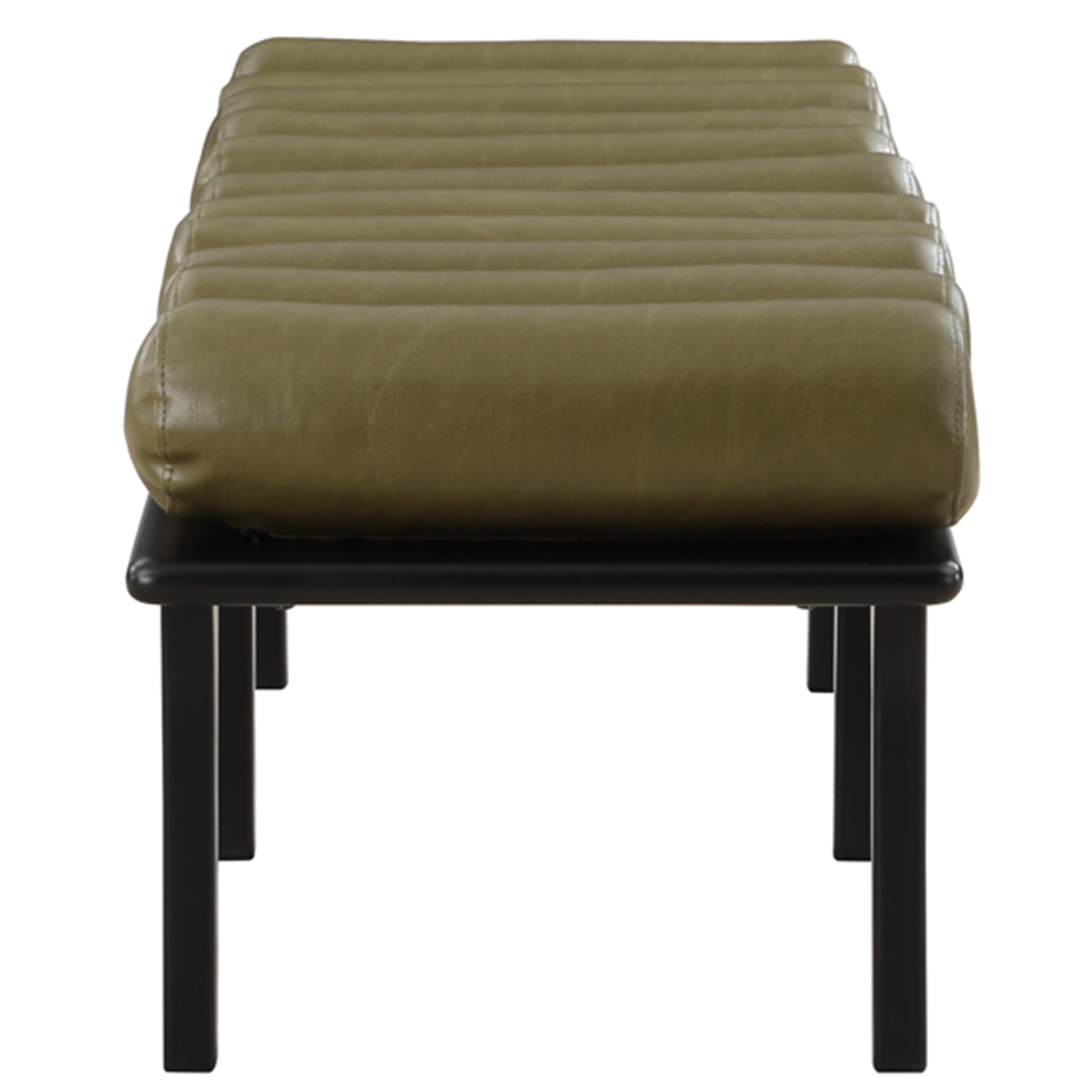 Meridian Landon Olive Green Vegan Leather Bench