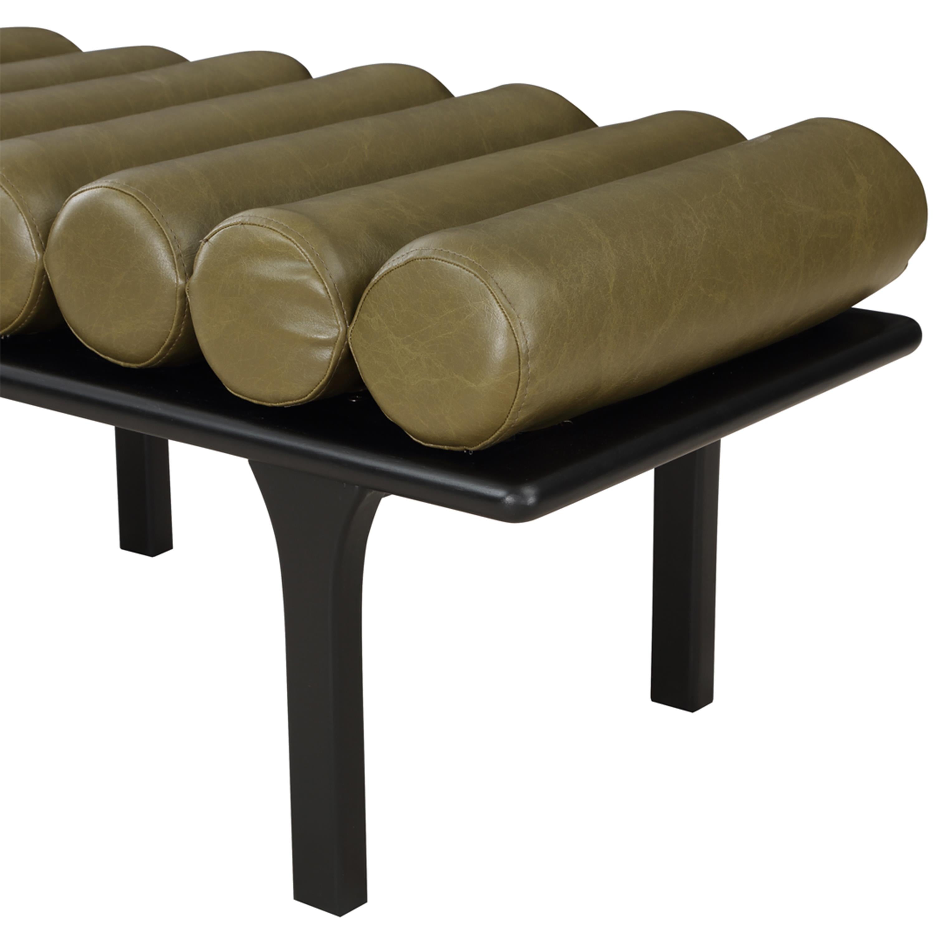 Meridian Landon Olive Green Vegan Leather Bench