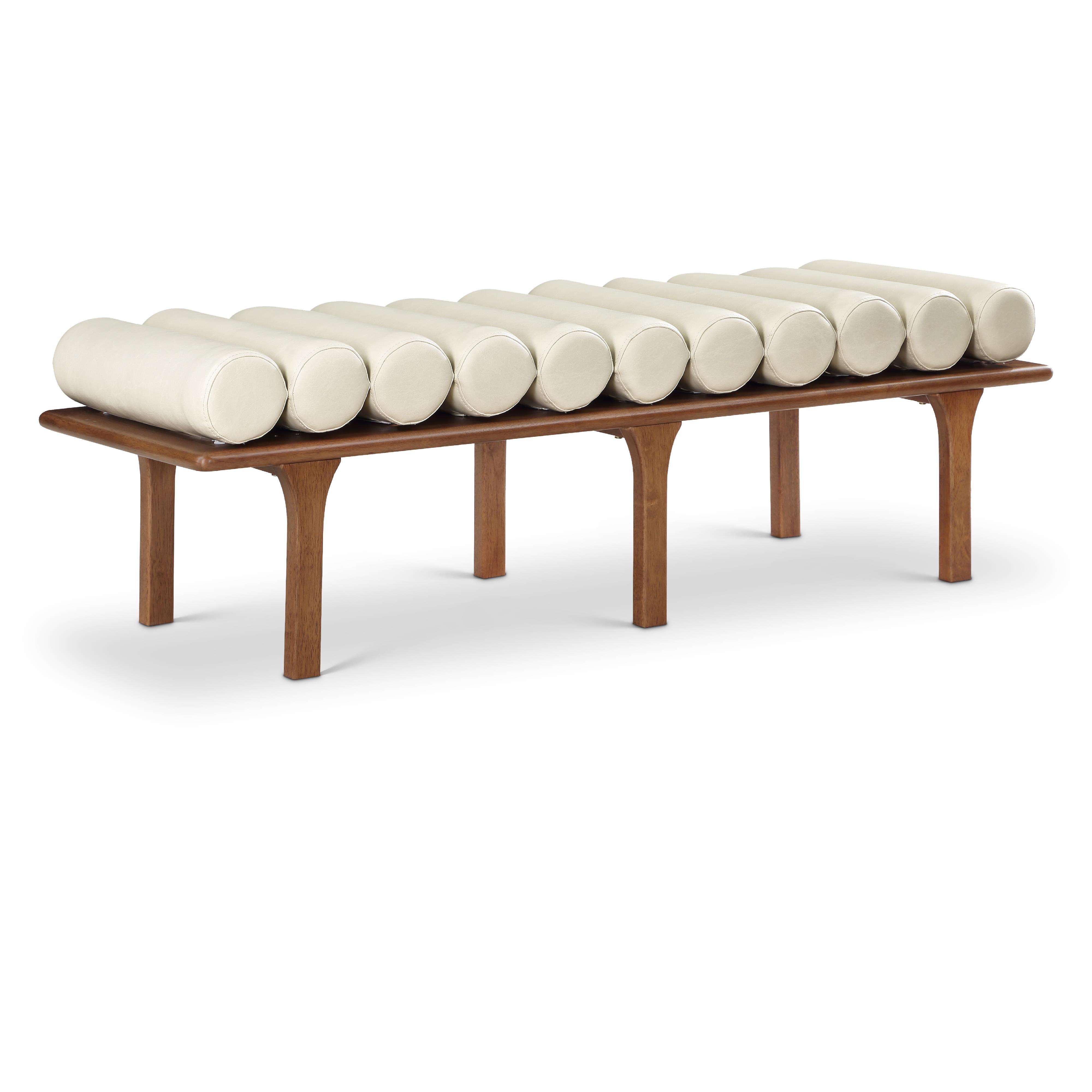 Meridian Landon Cream Vegan Leather Bench