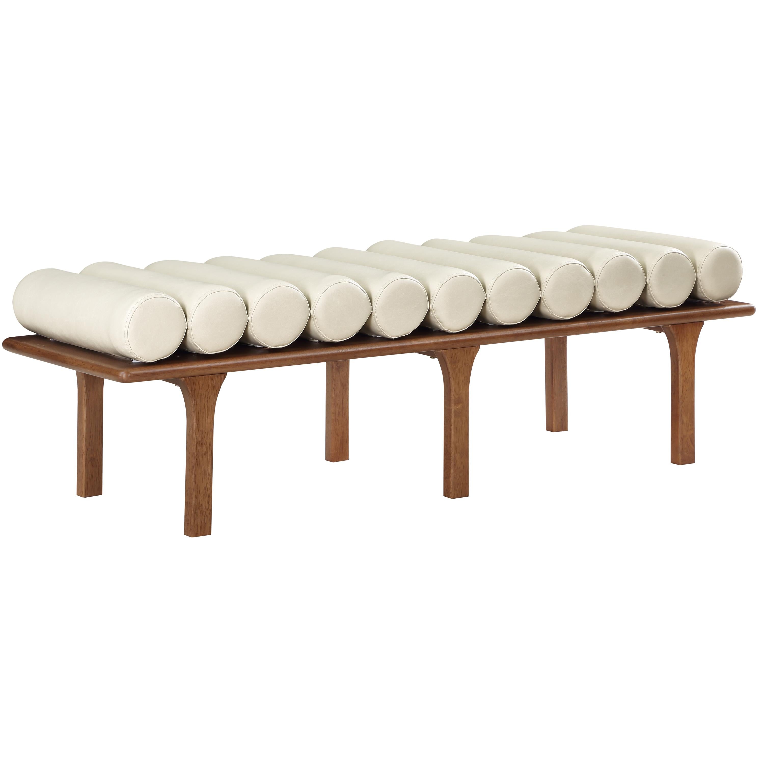 Meridian Landon Cream Vegan Leather Bench