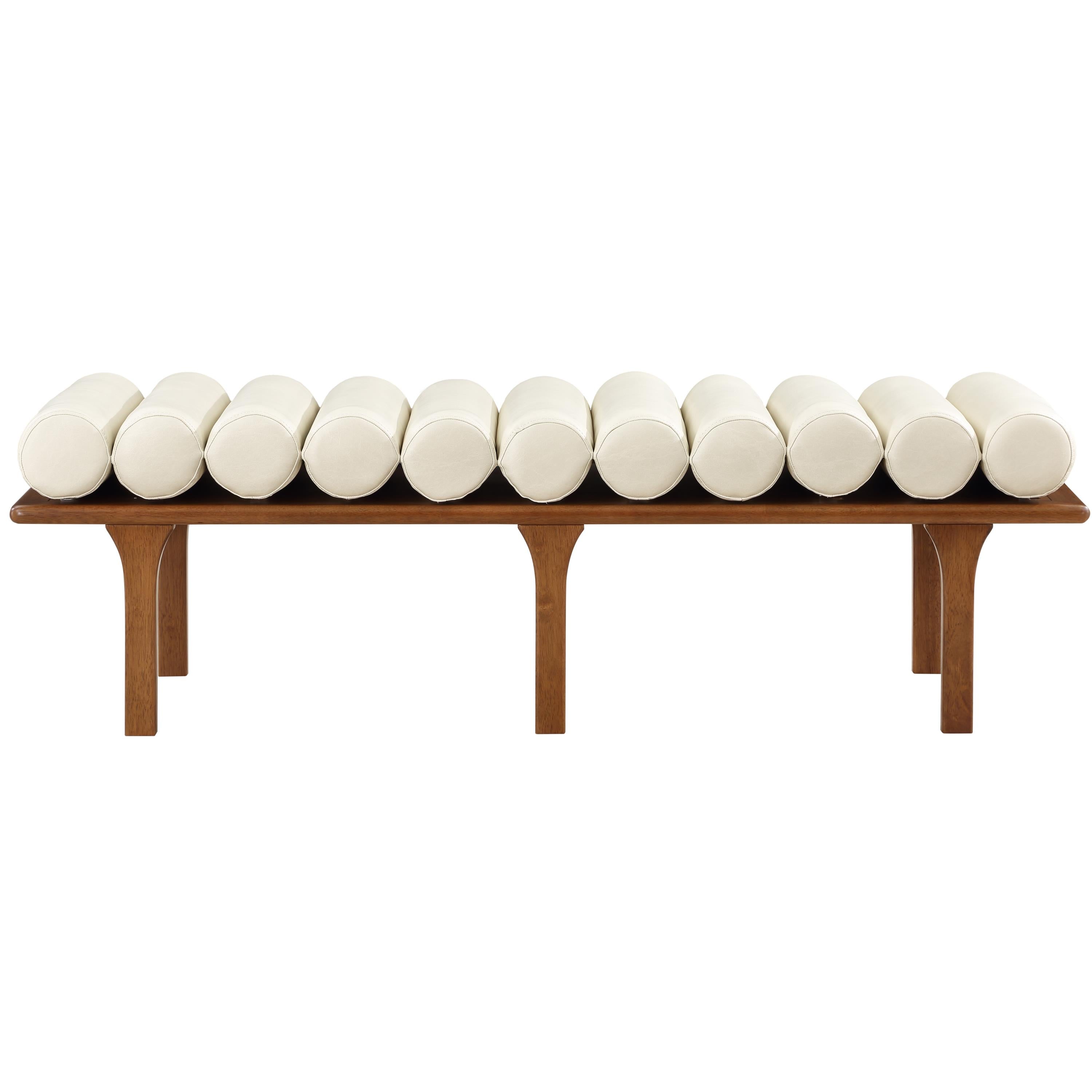 Meridian Landon Cream Vegan Leather Bench
