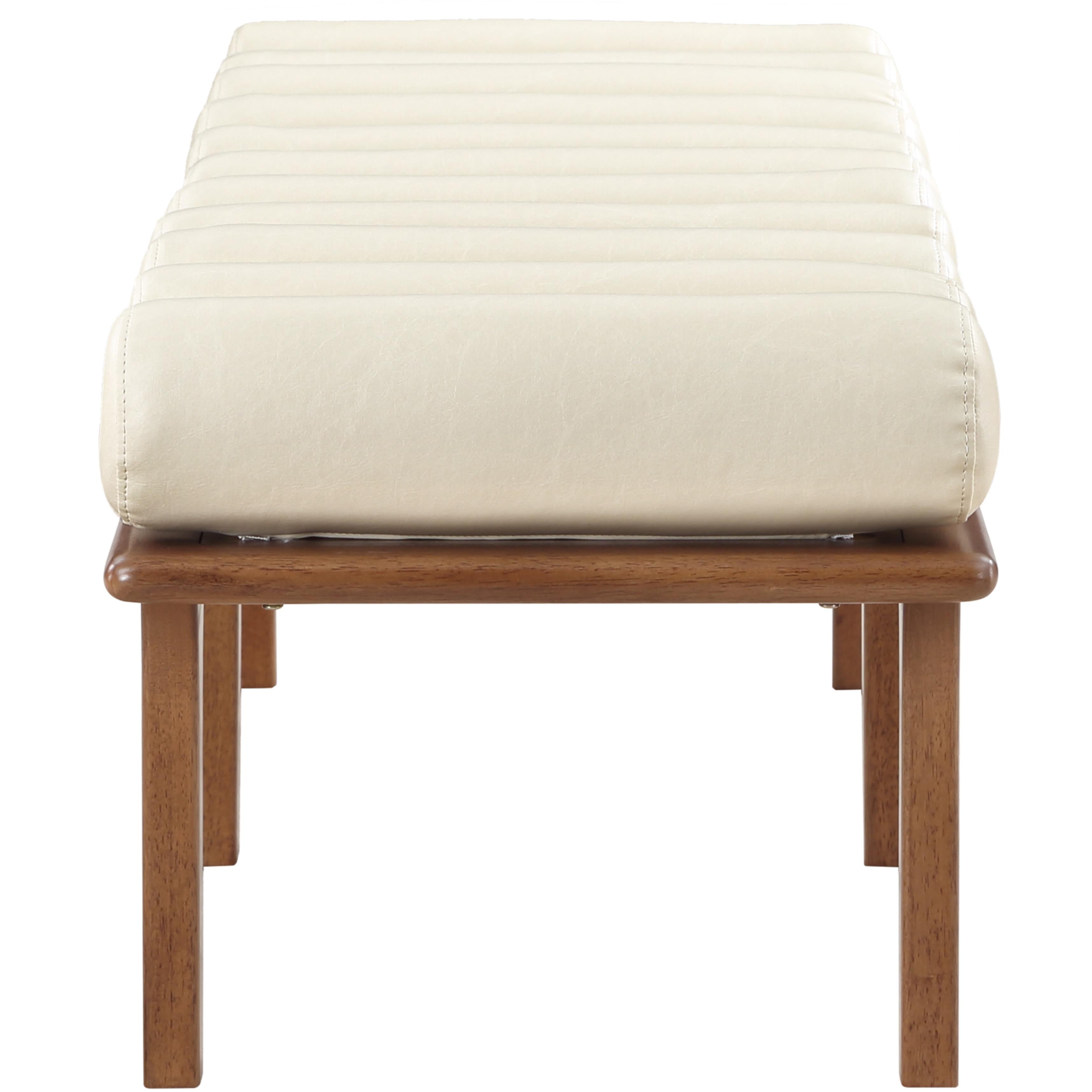 Meridian Landon Cream Vegan Leather Bench