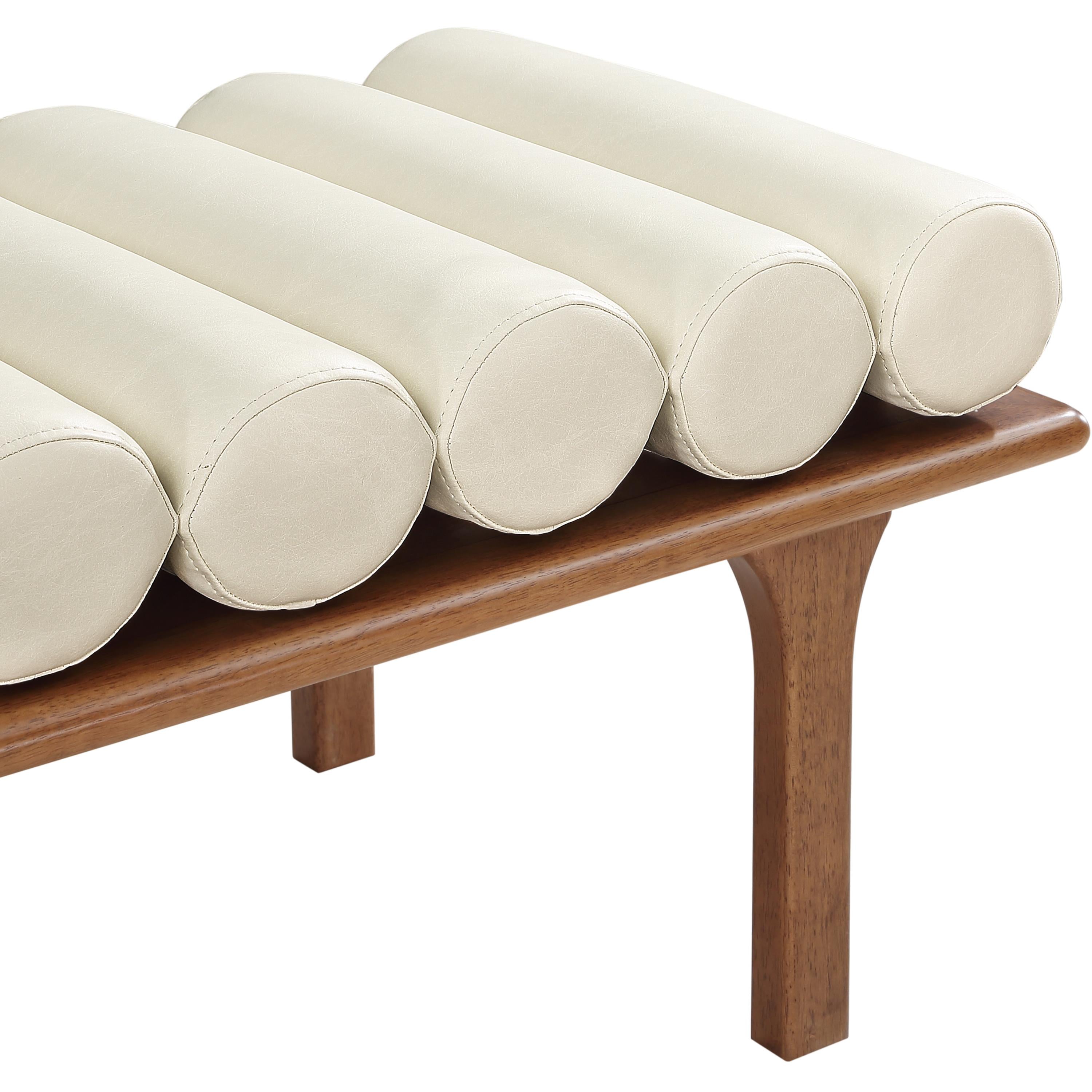 Meridian Landon Cream Vegan Leather Bench
