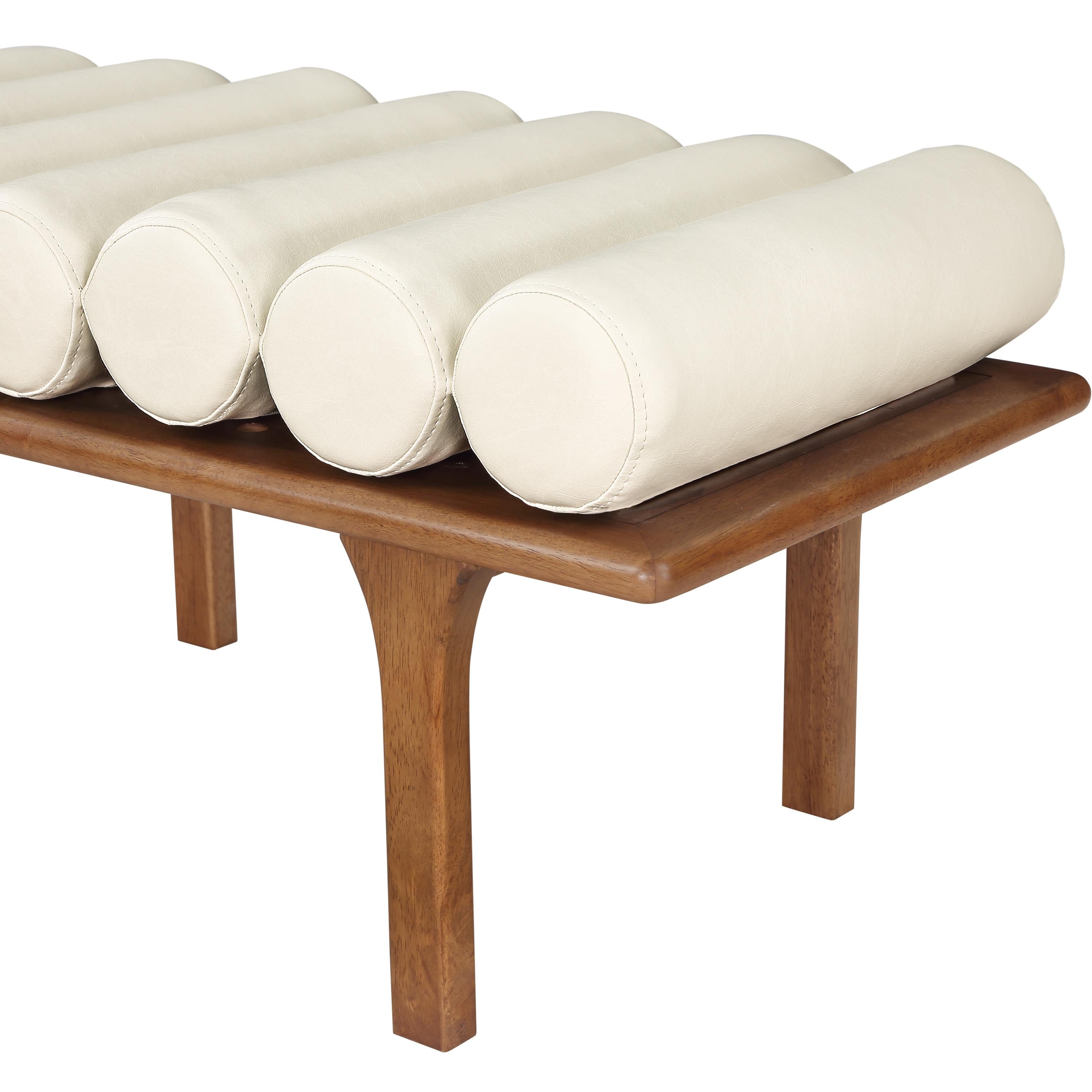 Meridian Landon Cream Vegan Leather Bench