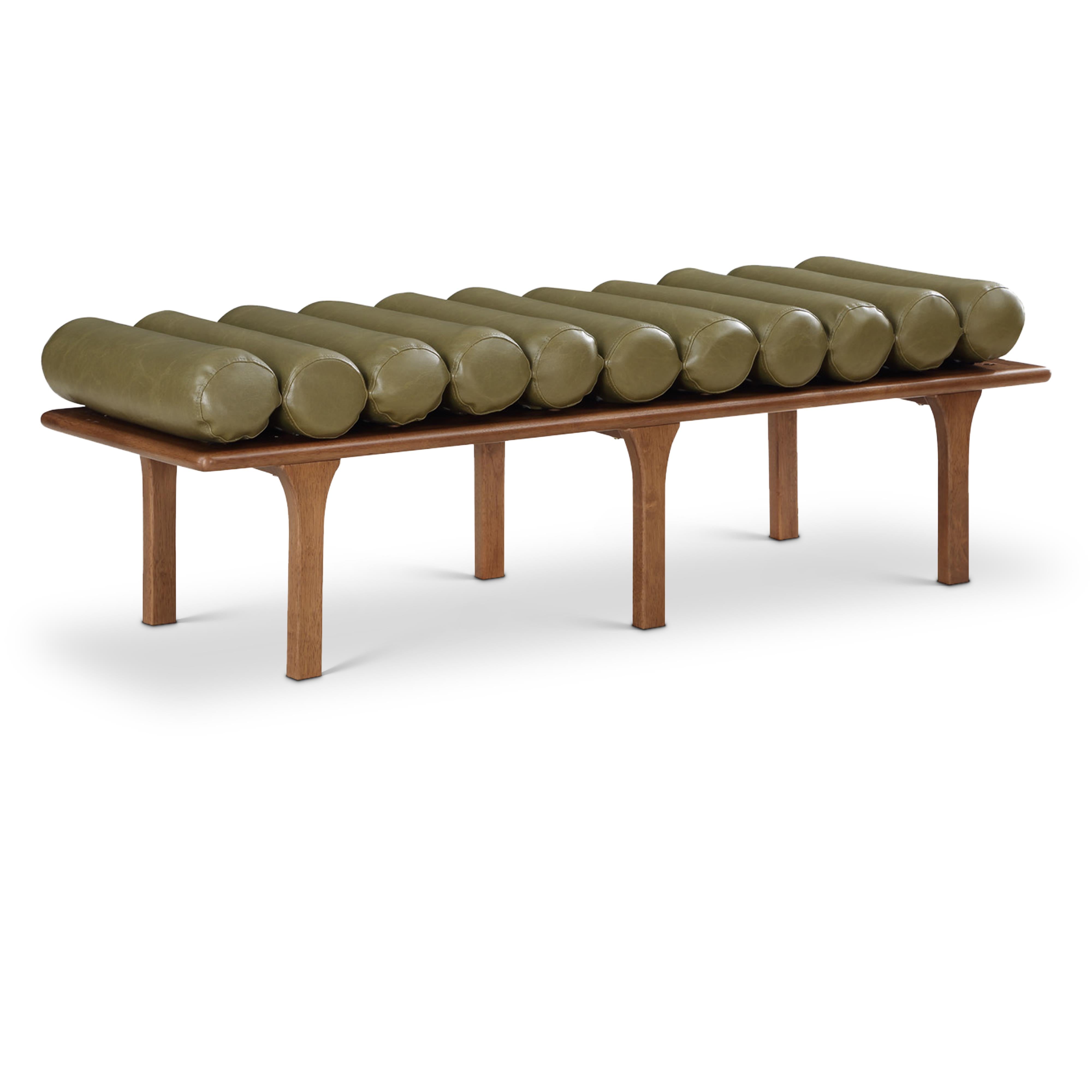 Meridian Landon Olive Green Vegan Leather Bench