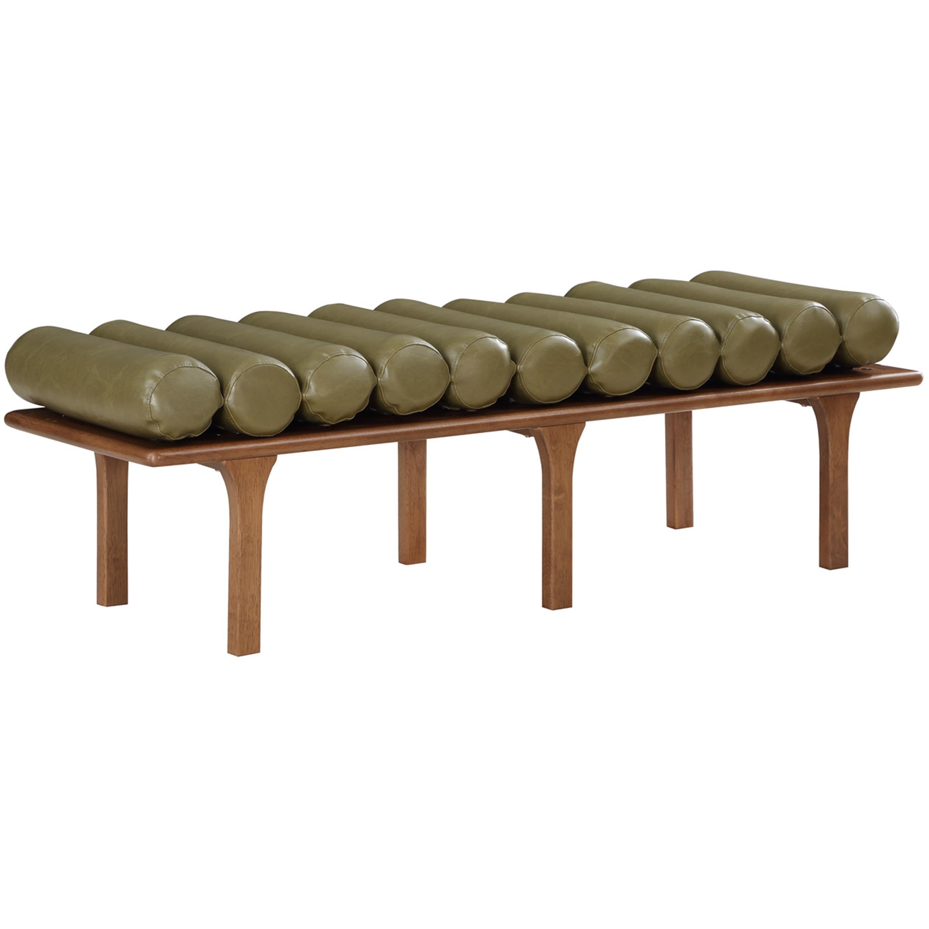 Meridian Landon Olive Green Vegan Leather Bench