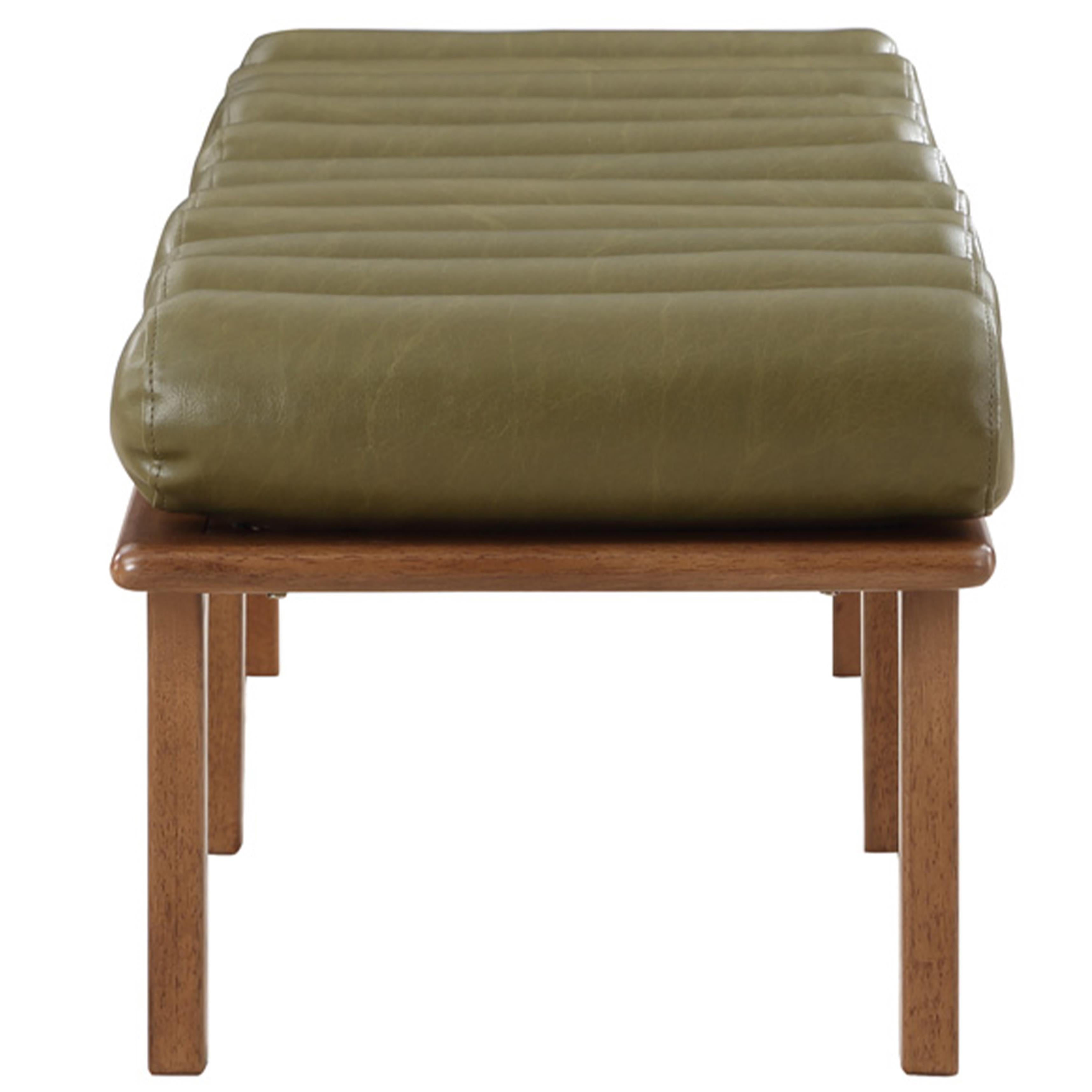 Meridian Landon Olive Green Vegan Leather Bench