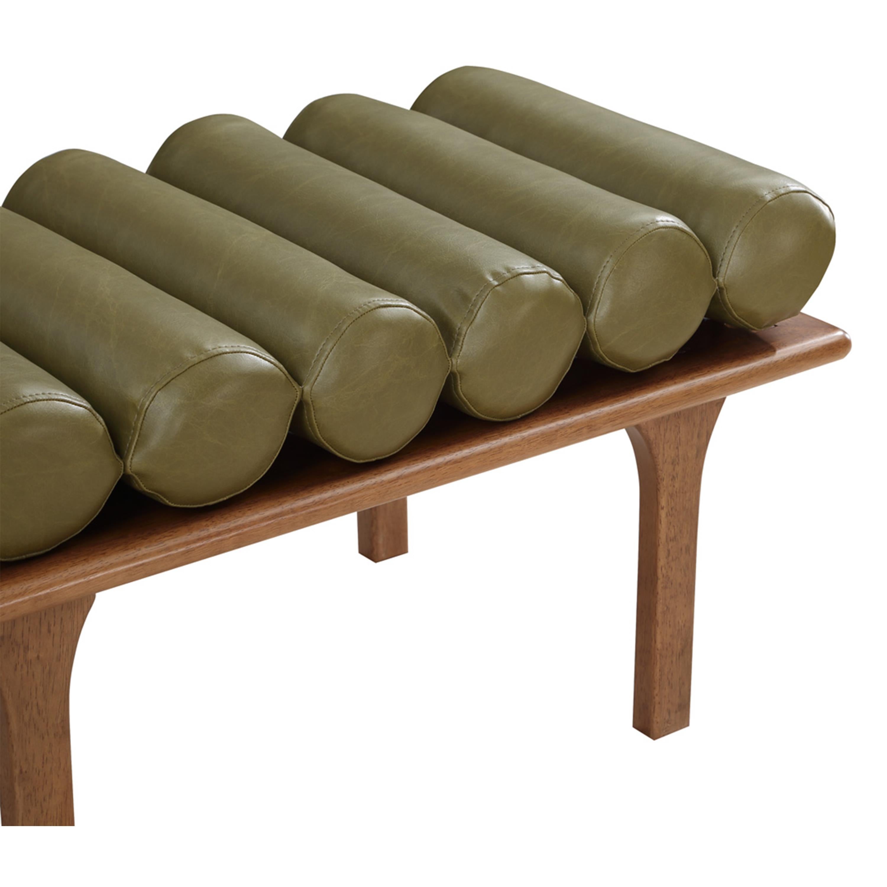 Meridian Landon Olive Green Vegan Leather Bench