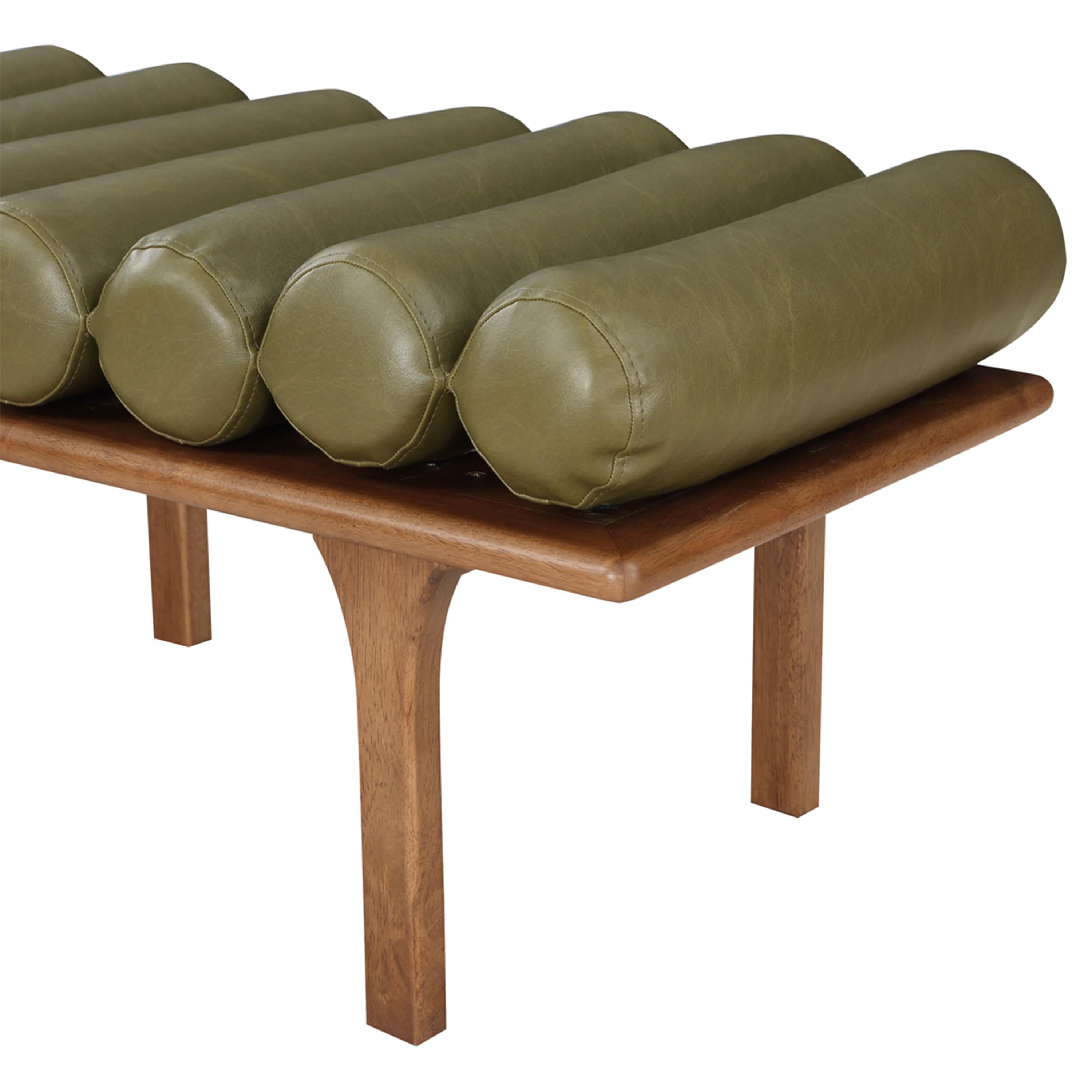 Meridian Landon Olive Green Vegan Leather Bench