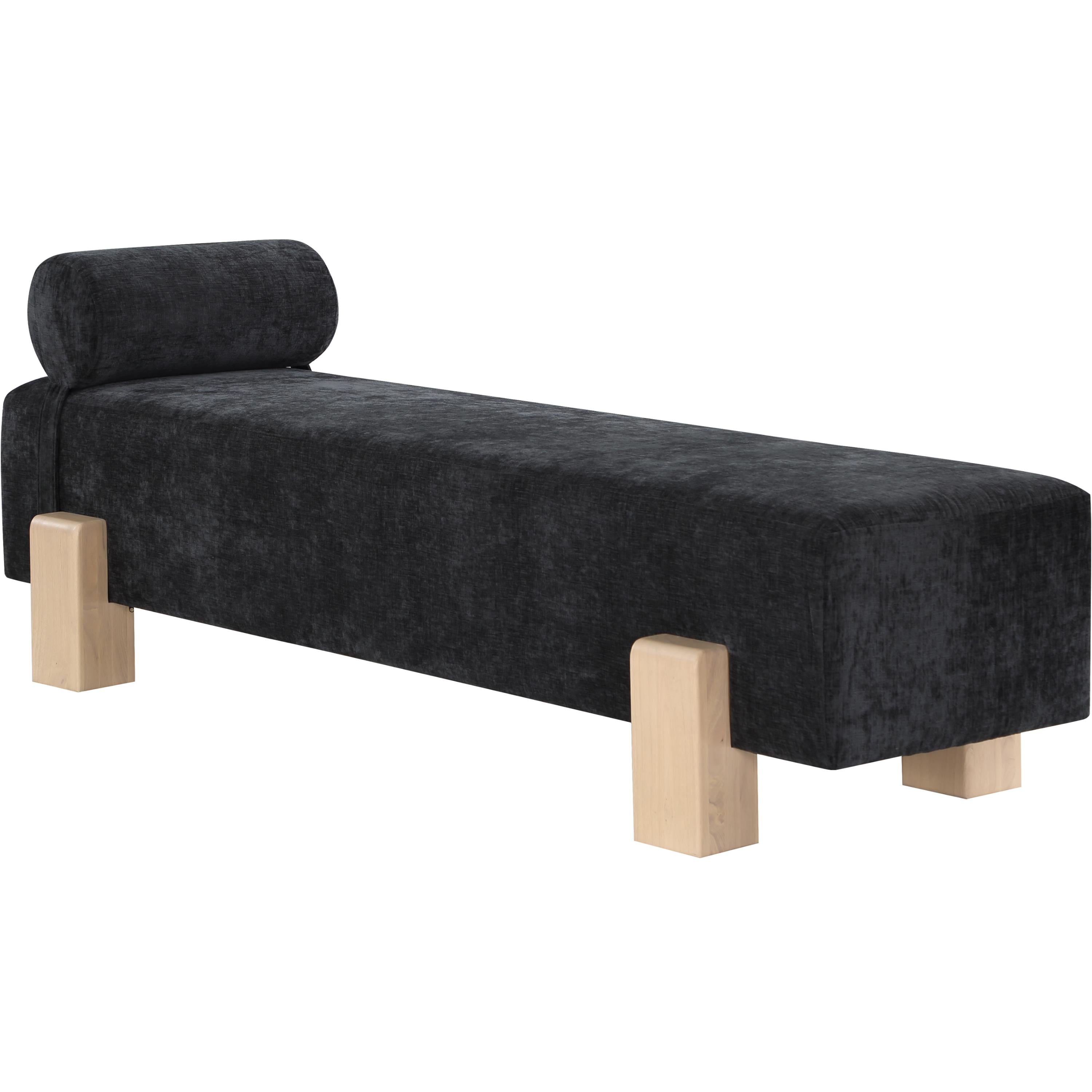 Meridian Edison Black Chenille Fabric Bench