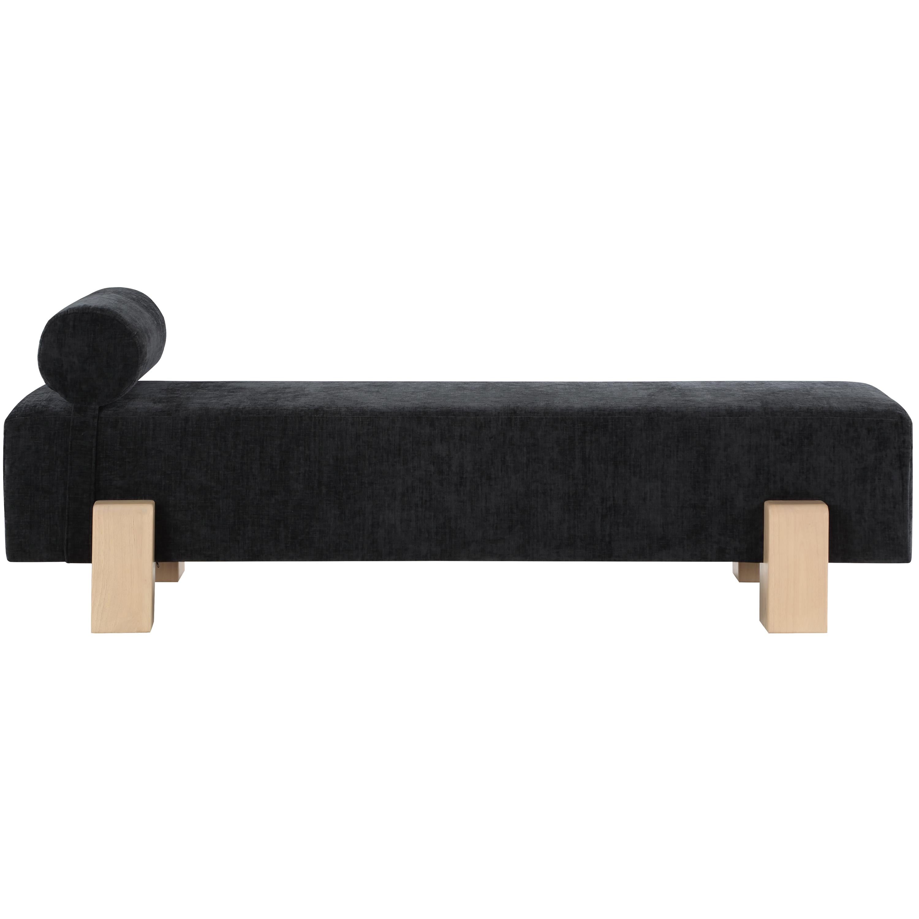Meridian Edison Black Chenille Fabric Bench