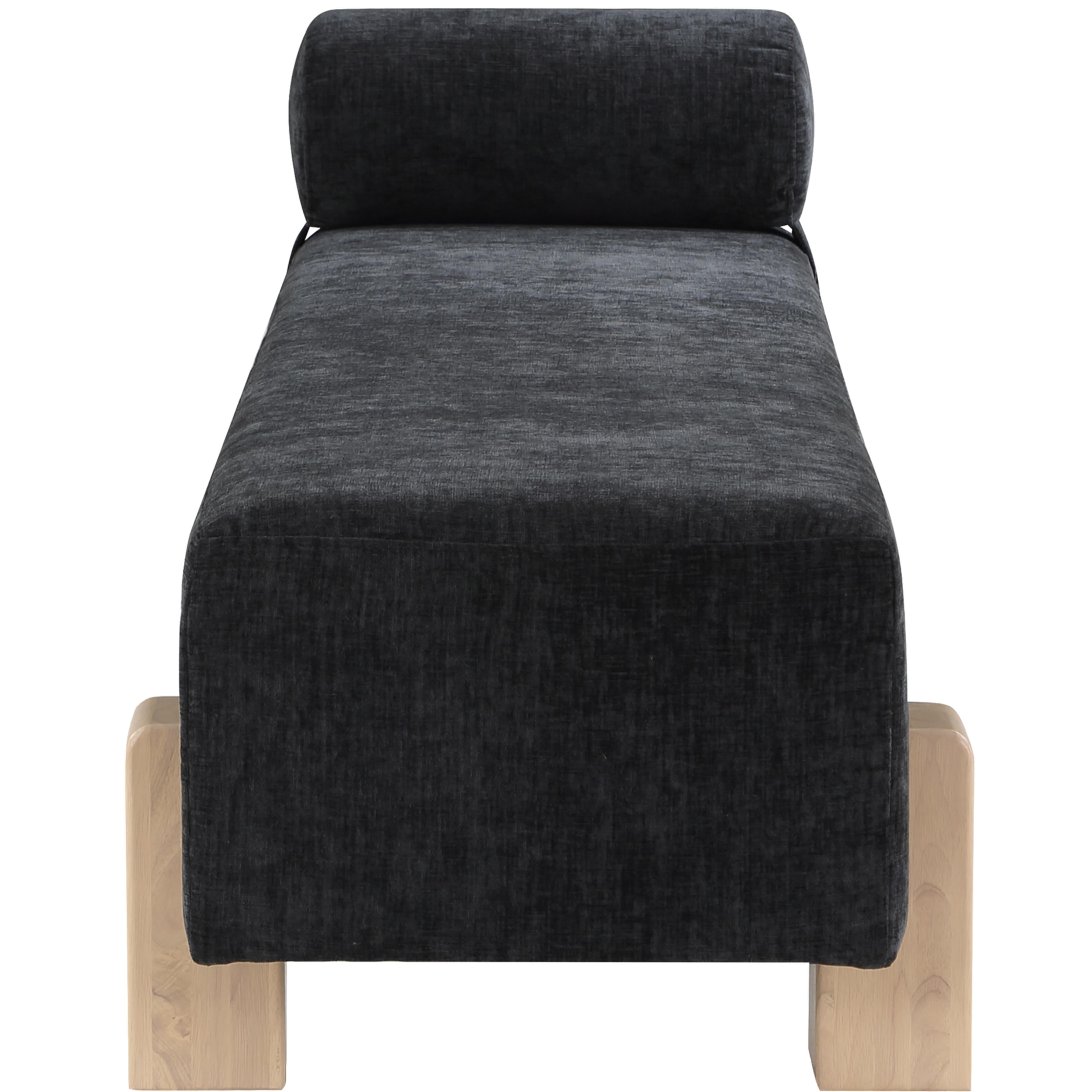 Meridian Edison Black Chenille Fabric Bench