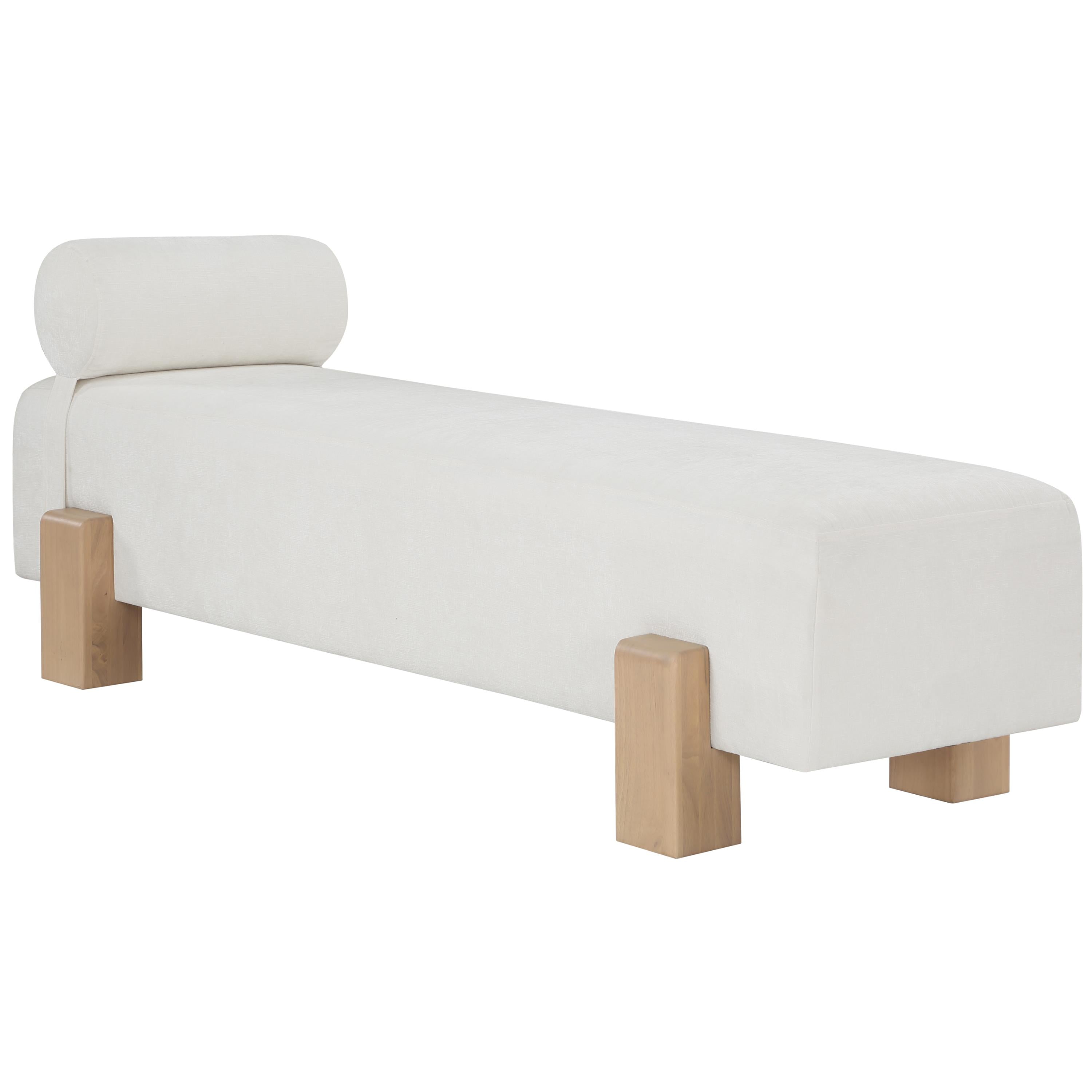 Meridian Edison Cream Chenille Fabric Bench