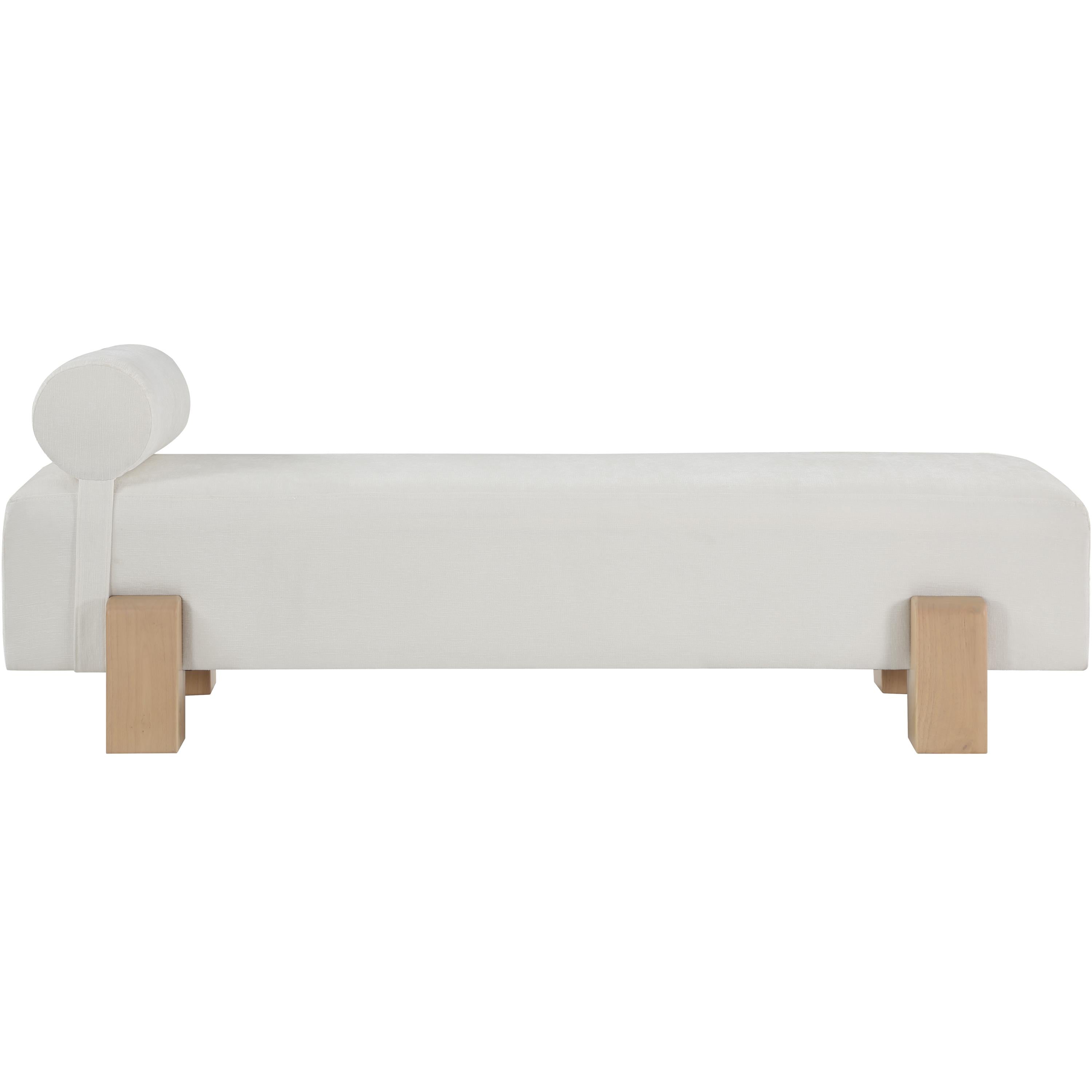 Meridian Edison Cream Chenille Fabric Bench