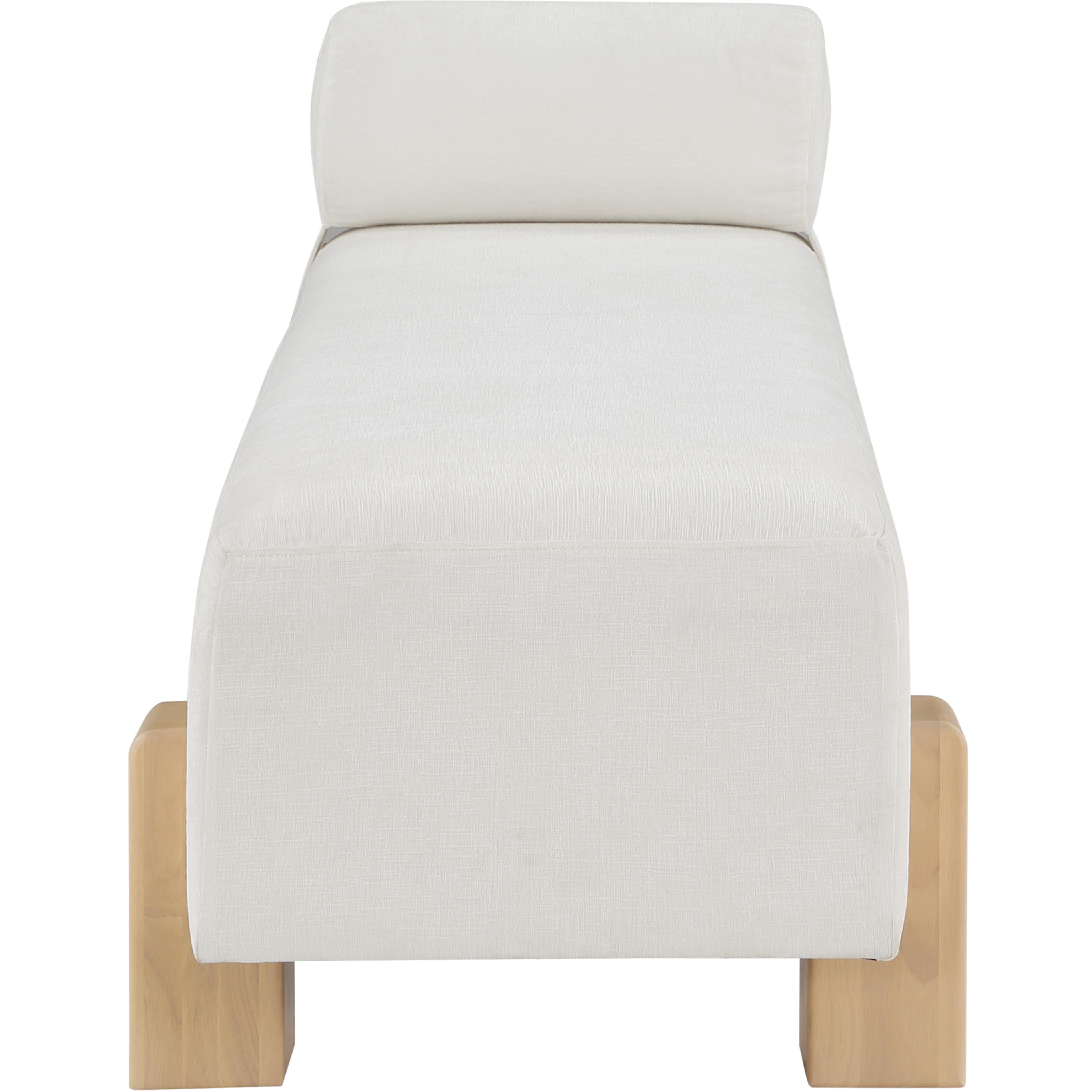 Meridian Edison Cream Chenille Fabric Bench