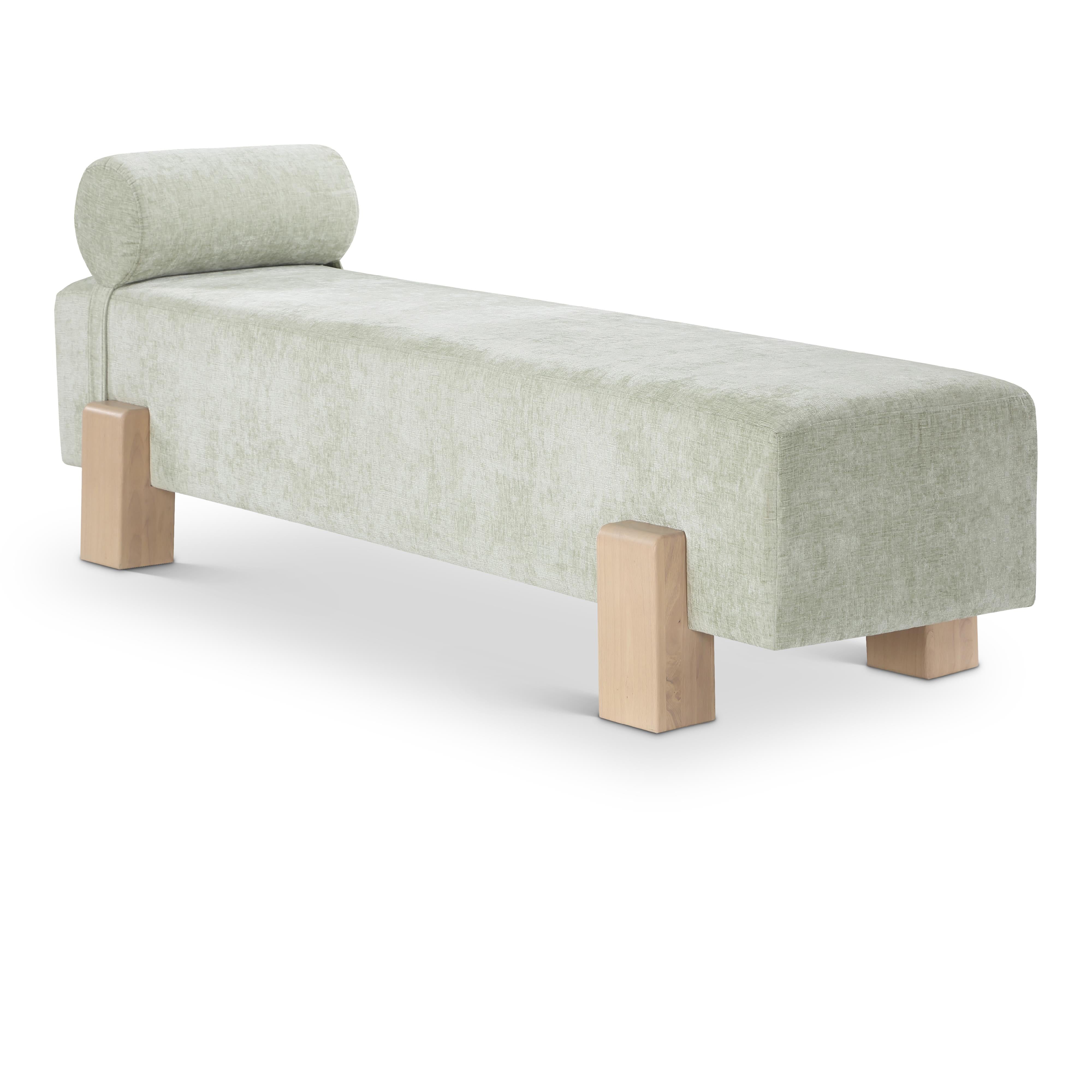 Meridian Edison Mint Green Chenille Fabric Bench