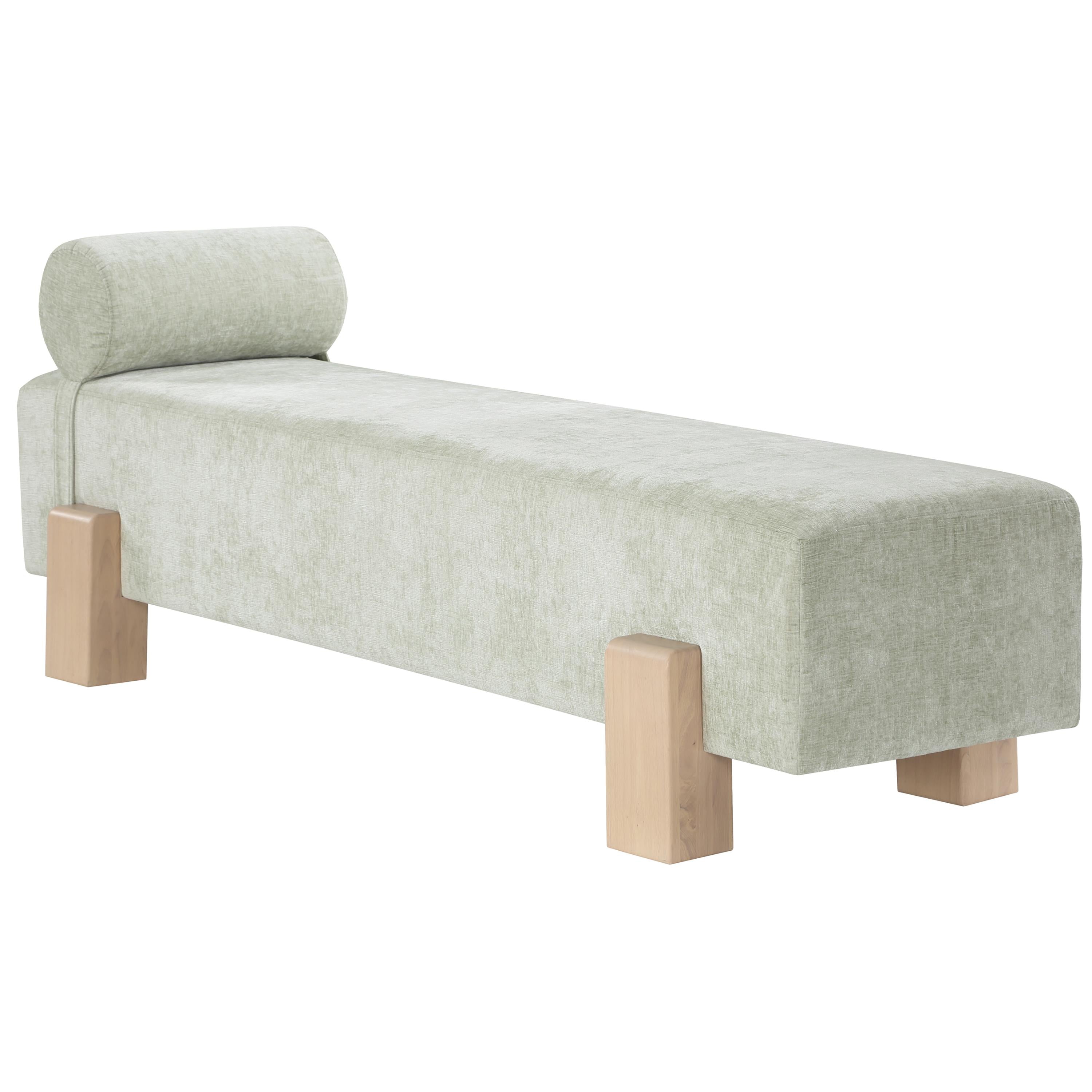 Meridian Edison Mint Green Chenille Fabric Bench