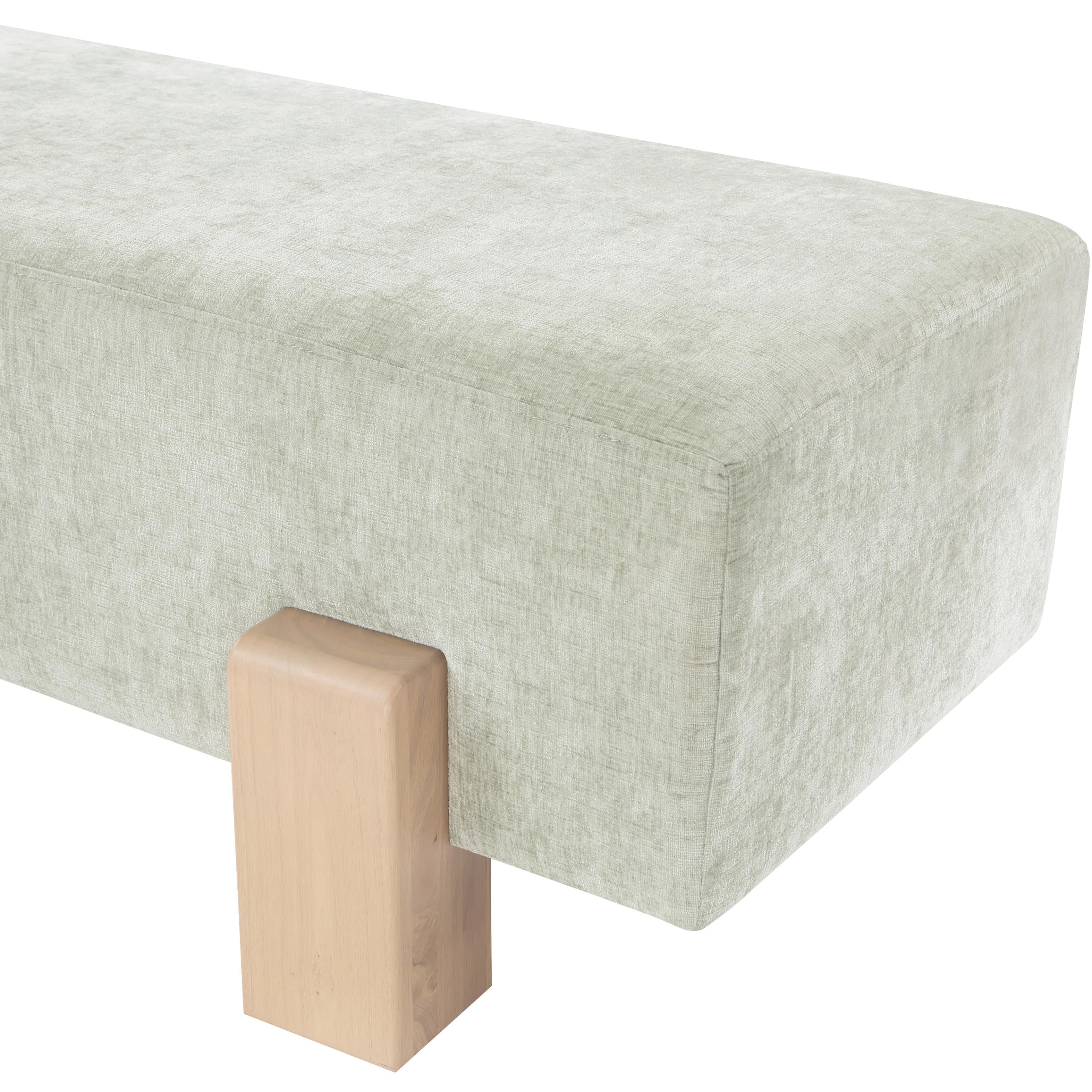 Meridian Edison Mint Green Chenille Fabric Bench