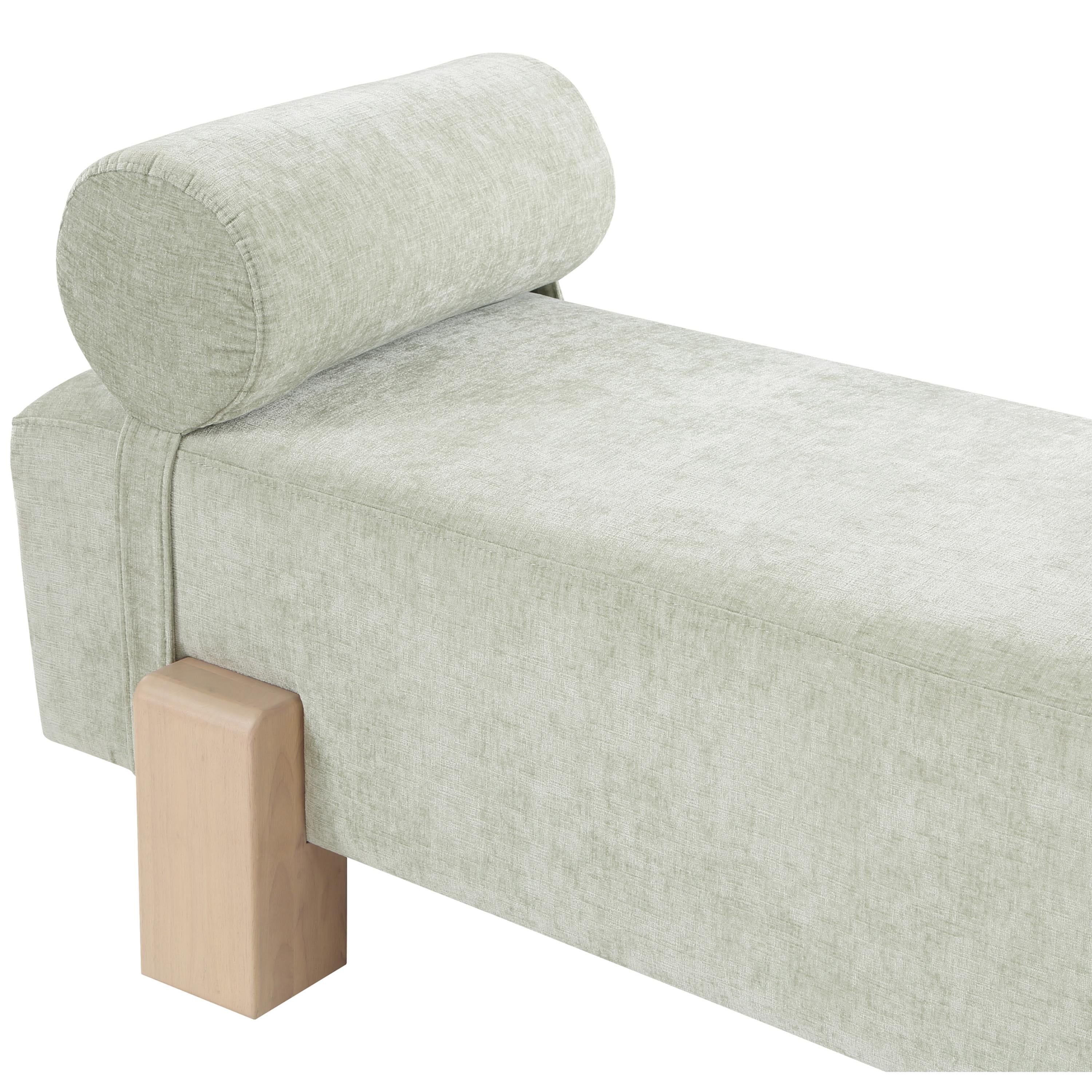 Meridian Edison Mint Green Chenille Fabric Bench