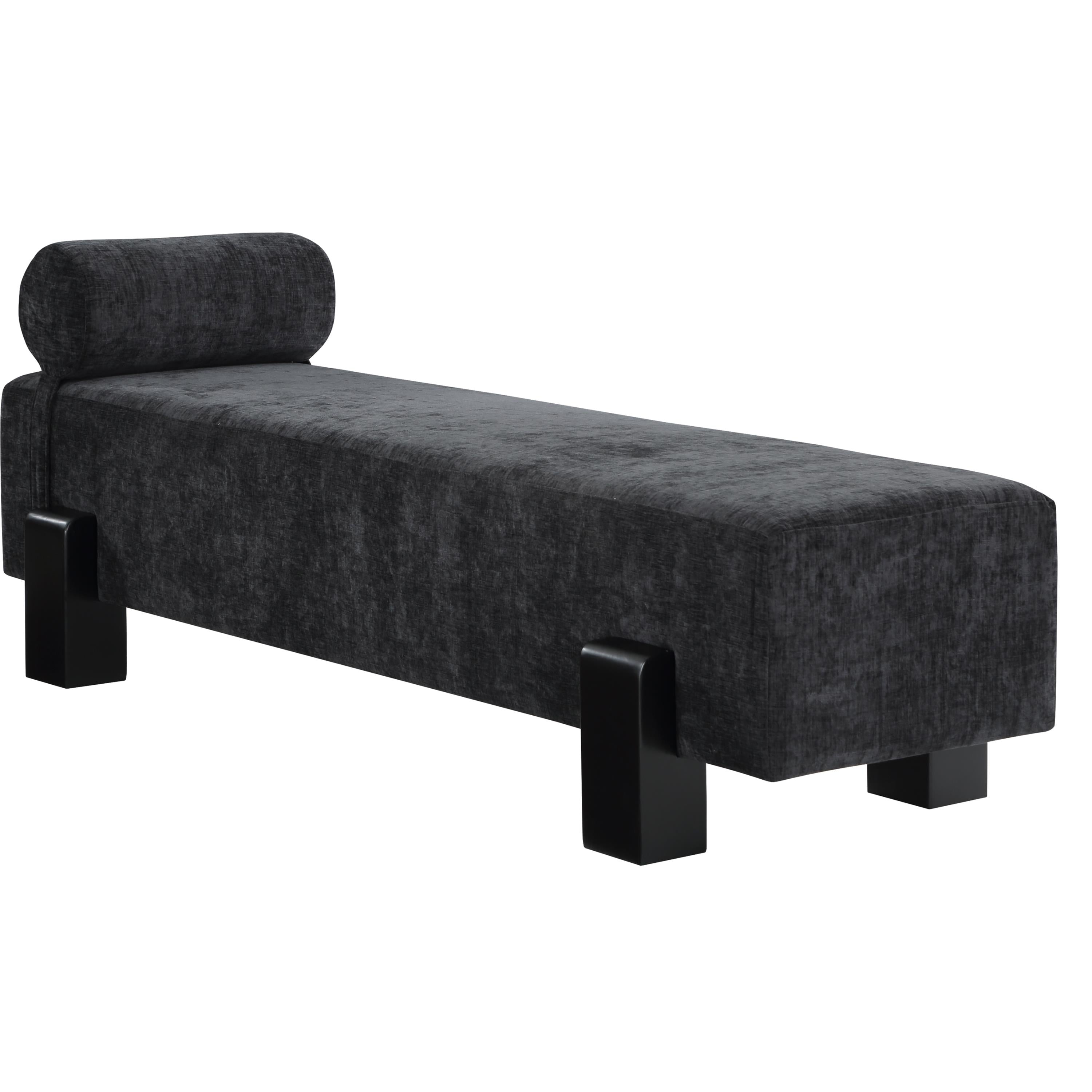 Meridian Edison Black Chenille Fabric Bench