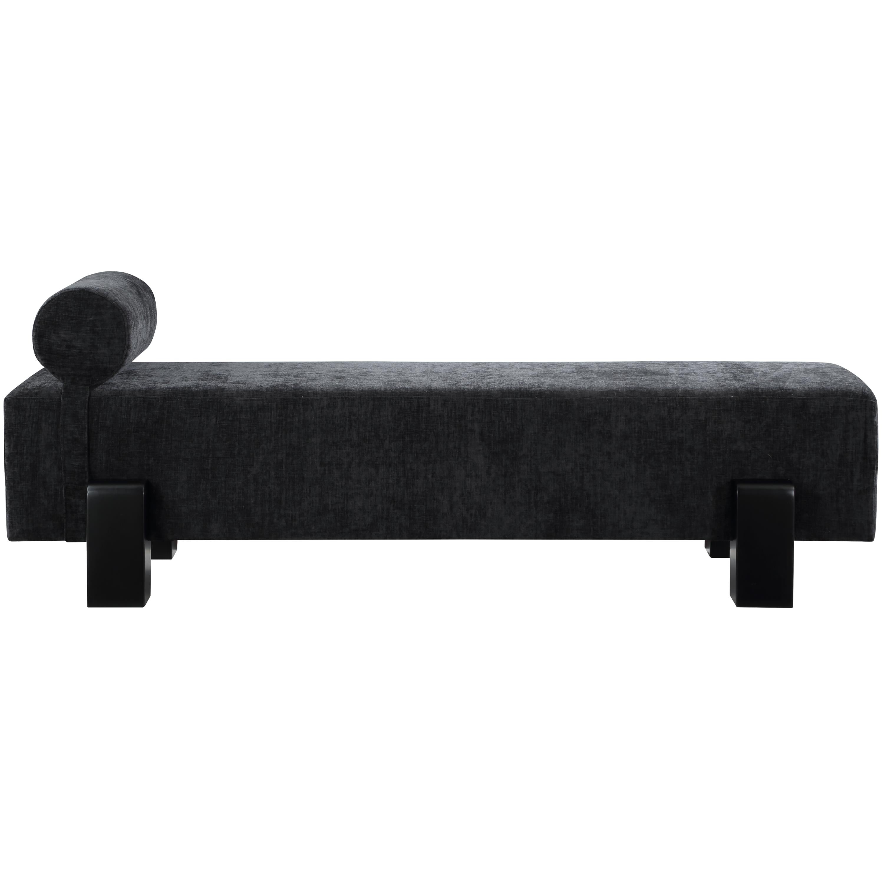 Meridian Edison Black Chenille Fabric Bench