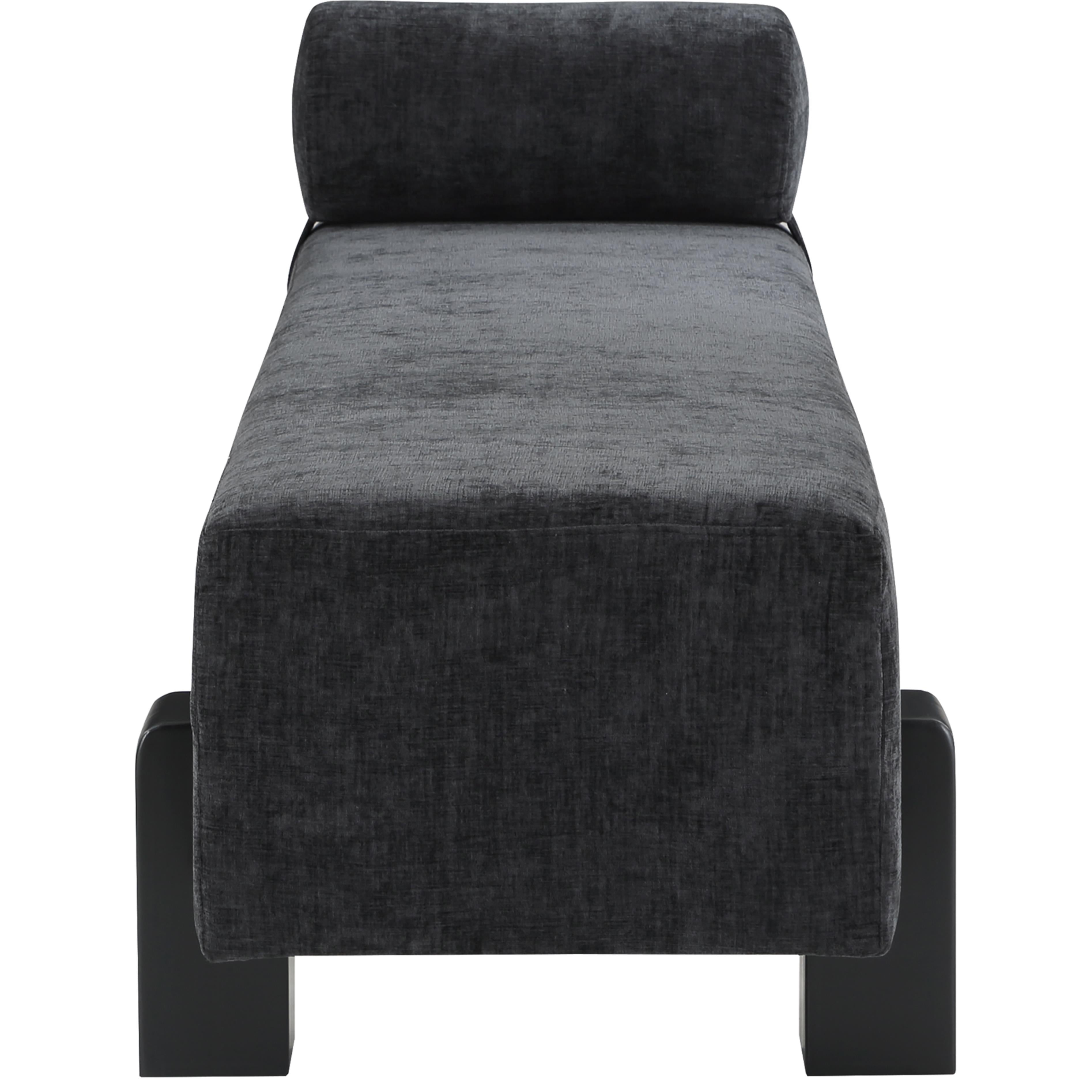 Meridian Edison Black Chenille Fabric Bench