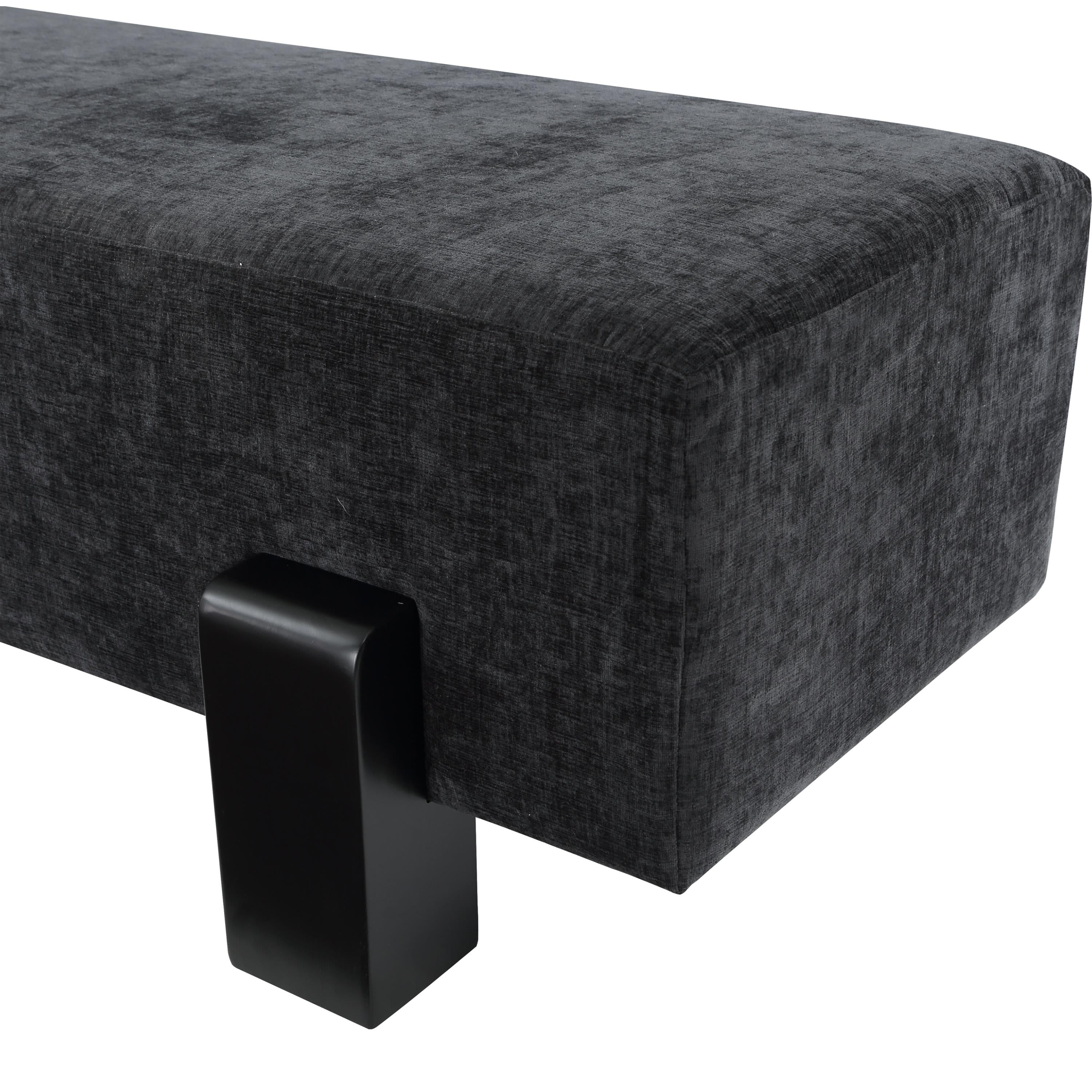 Meridian Edison Black Chenille Fabric Bench