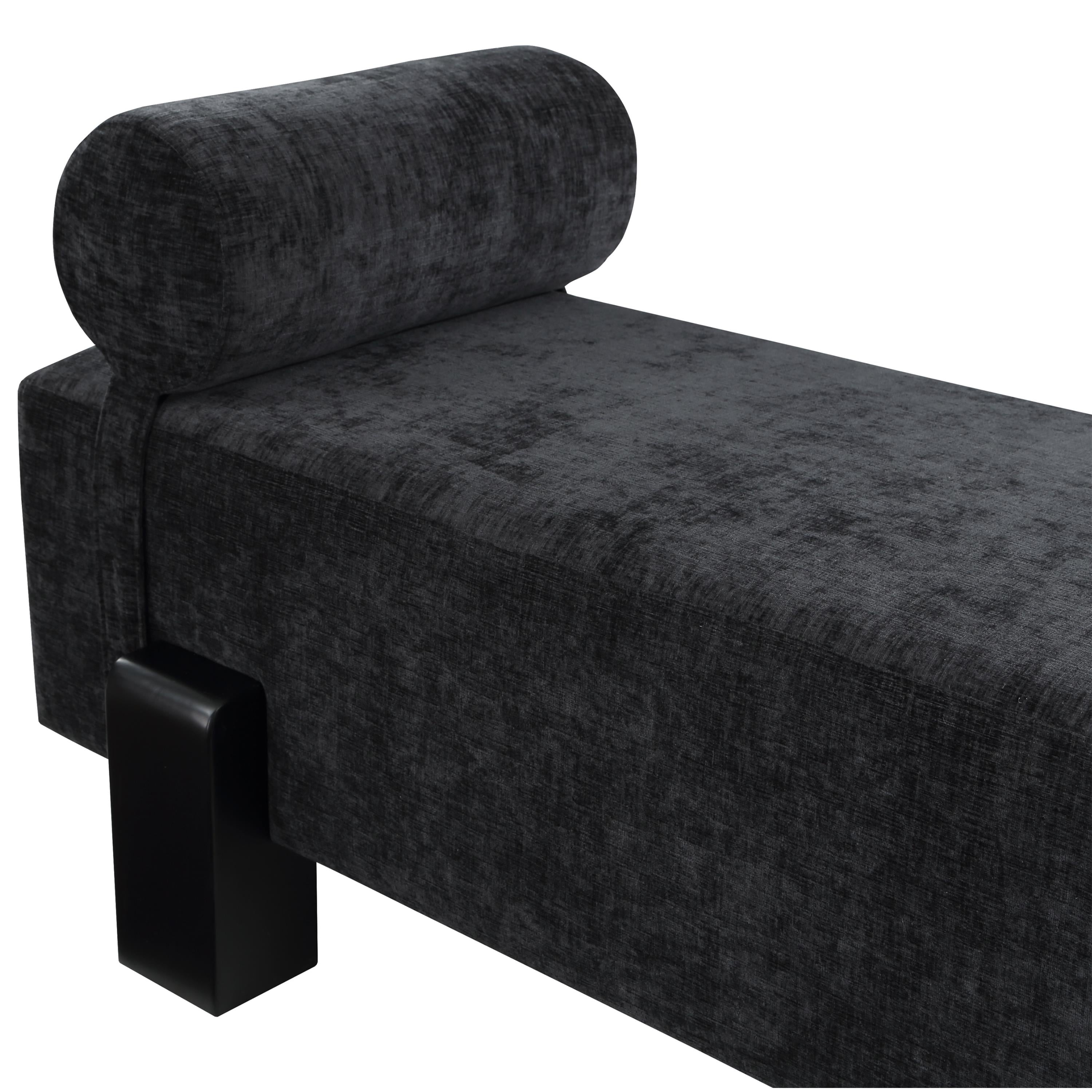 Meridian Edison Black Chenille Fabric Bench