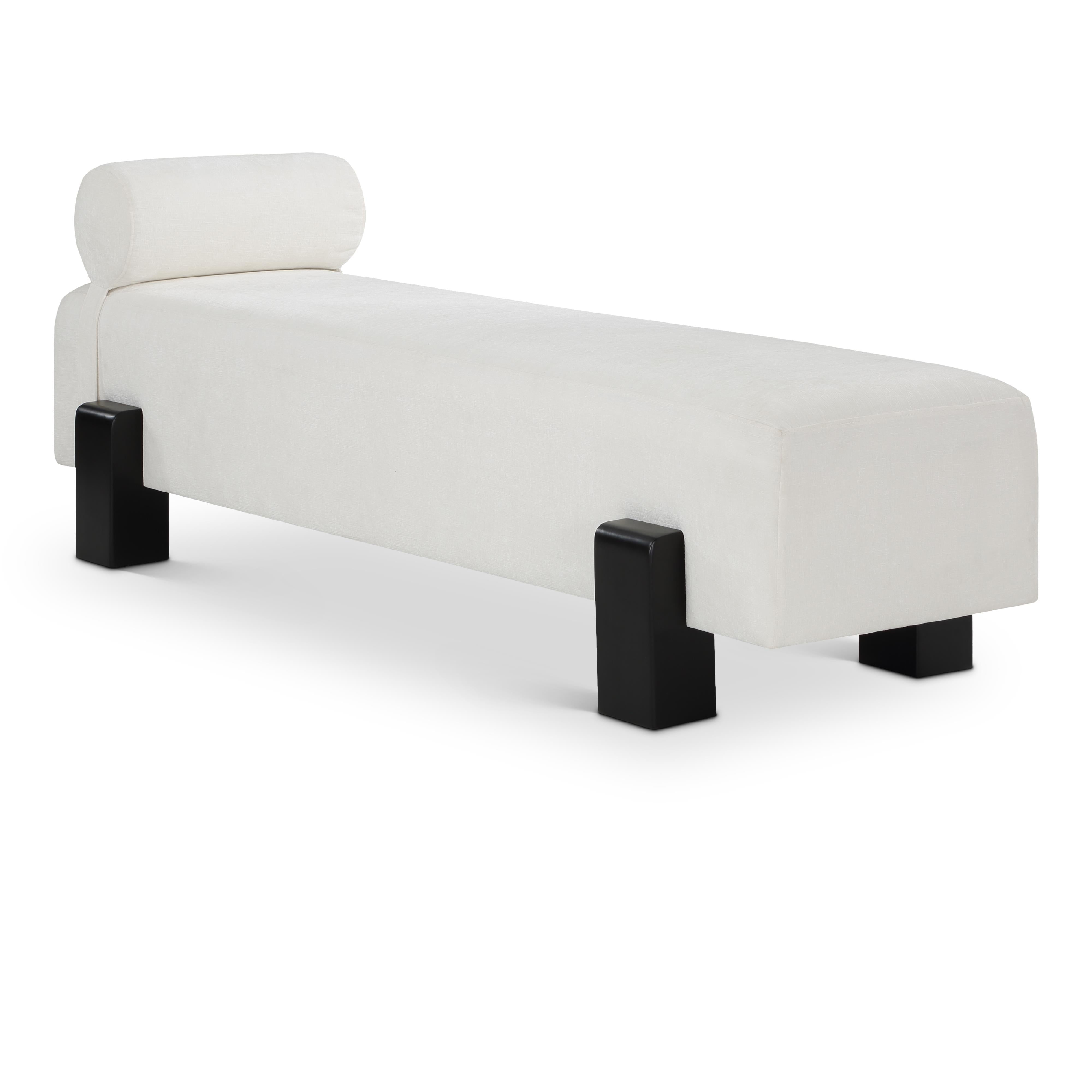 Meridian Edison Cream Chenille Fabric Bench