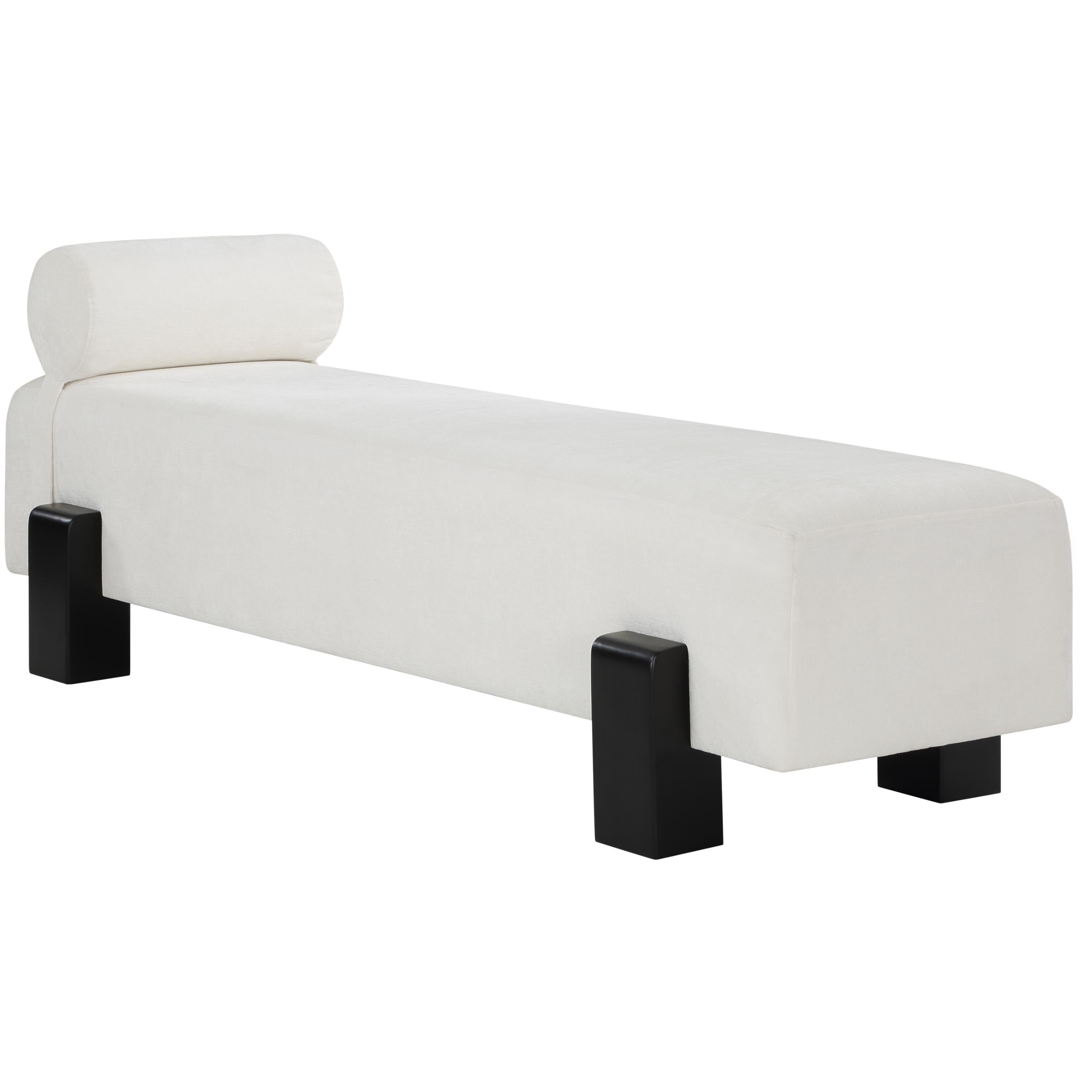 Meridian Edison Cream Chenille Fabric Bench