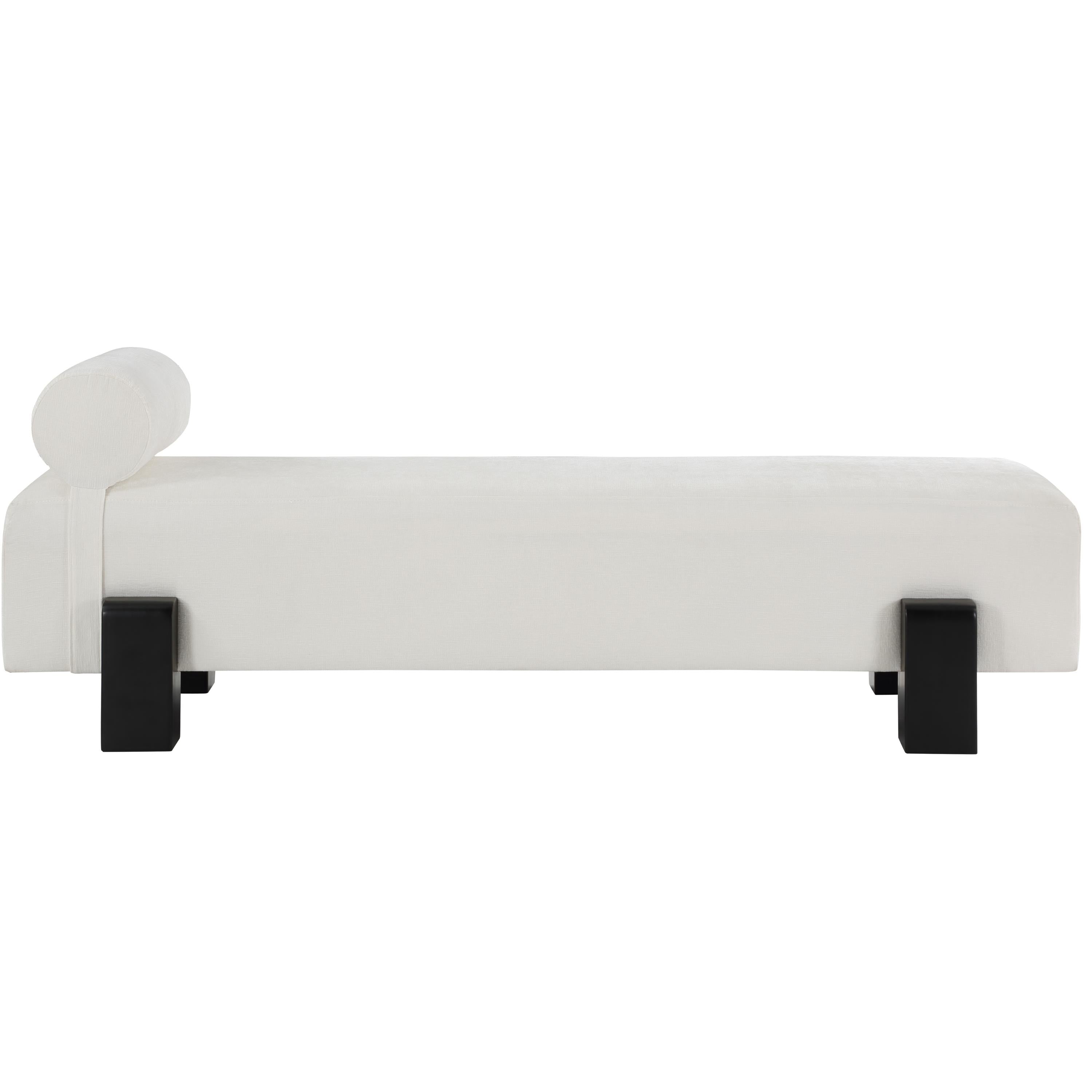 Meridian Edison Cream Chenille Fabric Bench