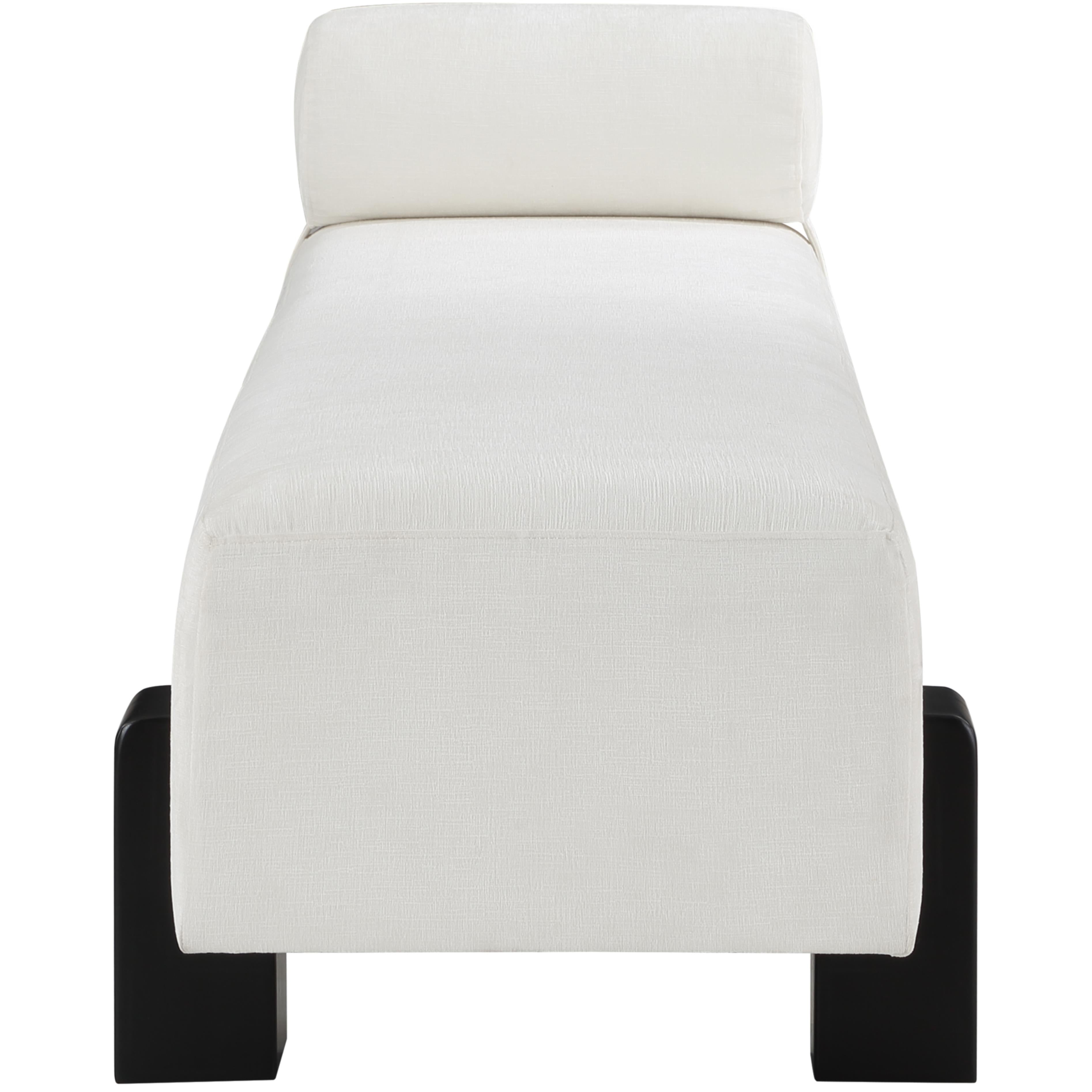 Meridian Edison Cream Chenille Fabric Bench