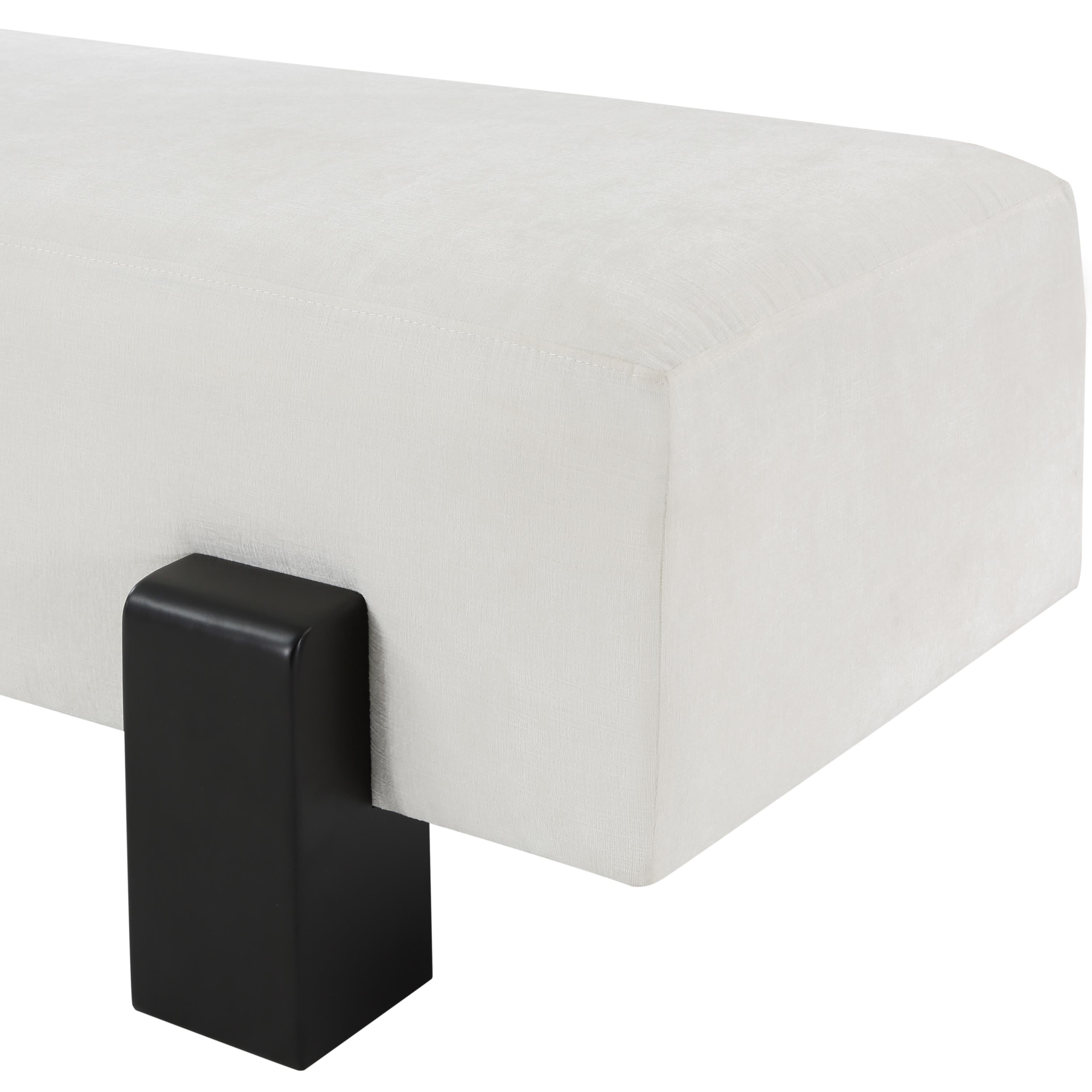 Meridian Edison Cream Chenille Fabric Bench