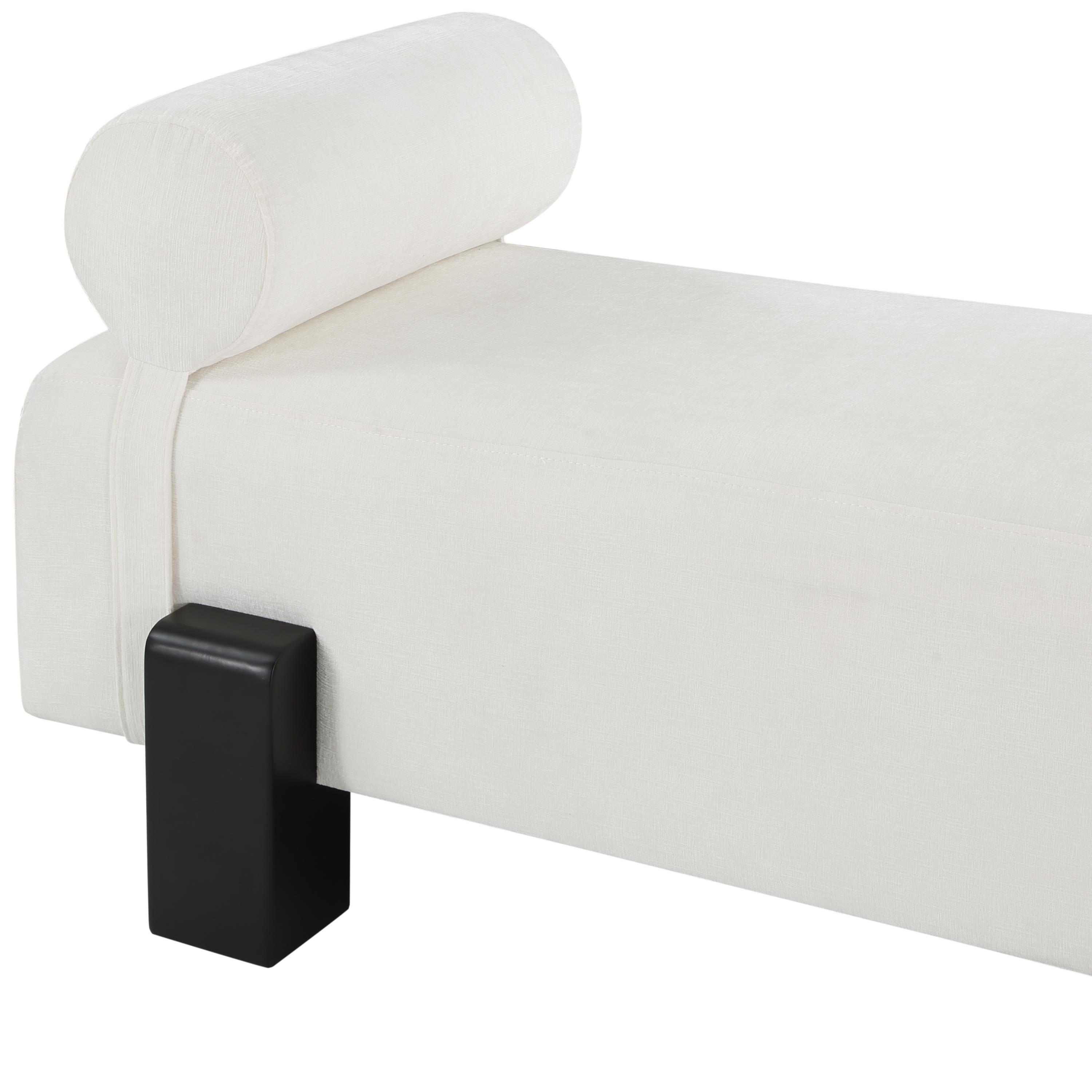 Meridian Edison Cream Chenille Fabric Bench