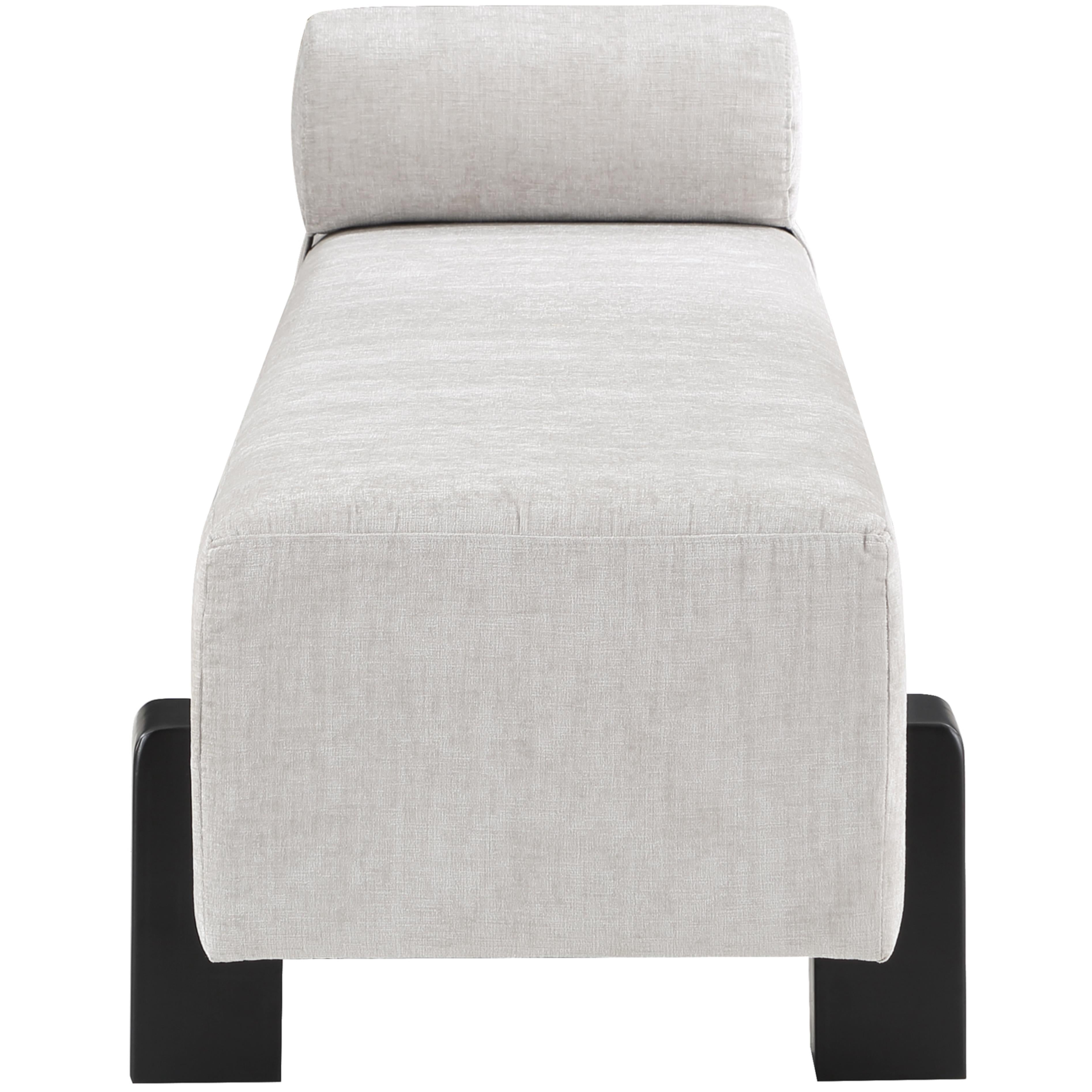 Meridian Edison Light Grey Chenille Fabric Bench