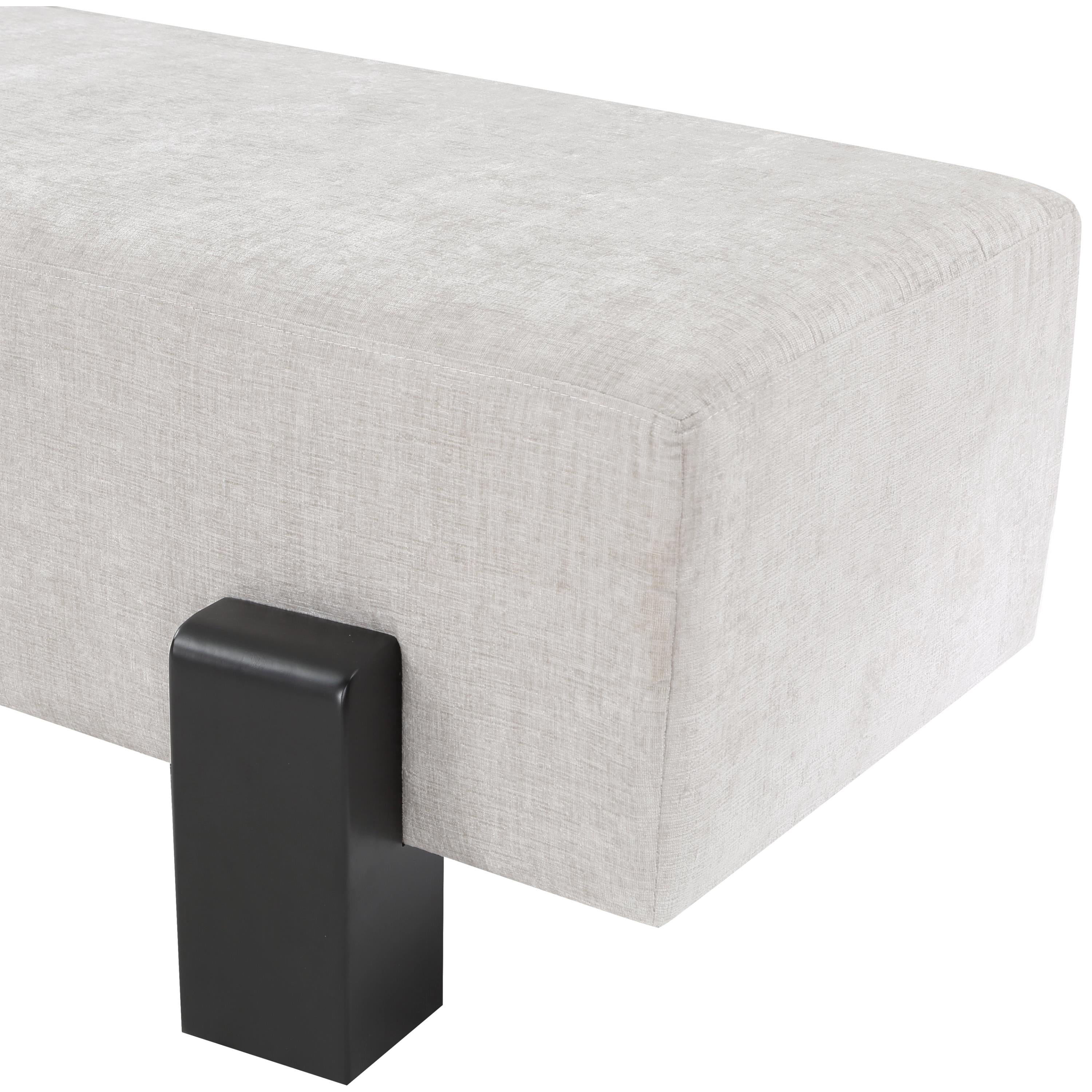 Meridian Edison Light Grey Chenille Fabric Bench