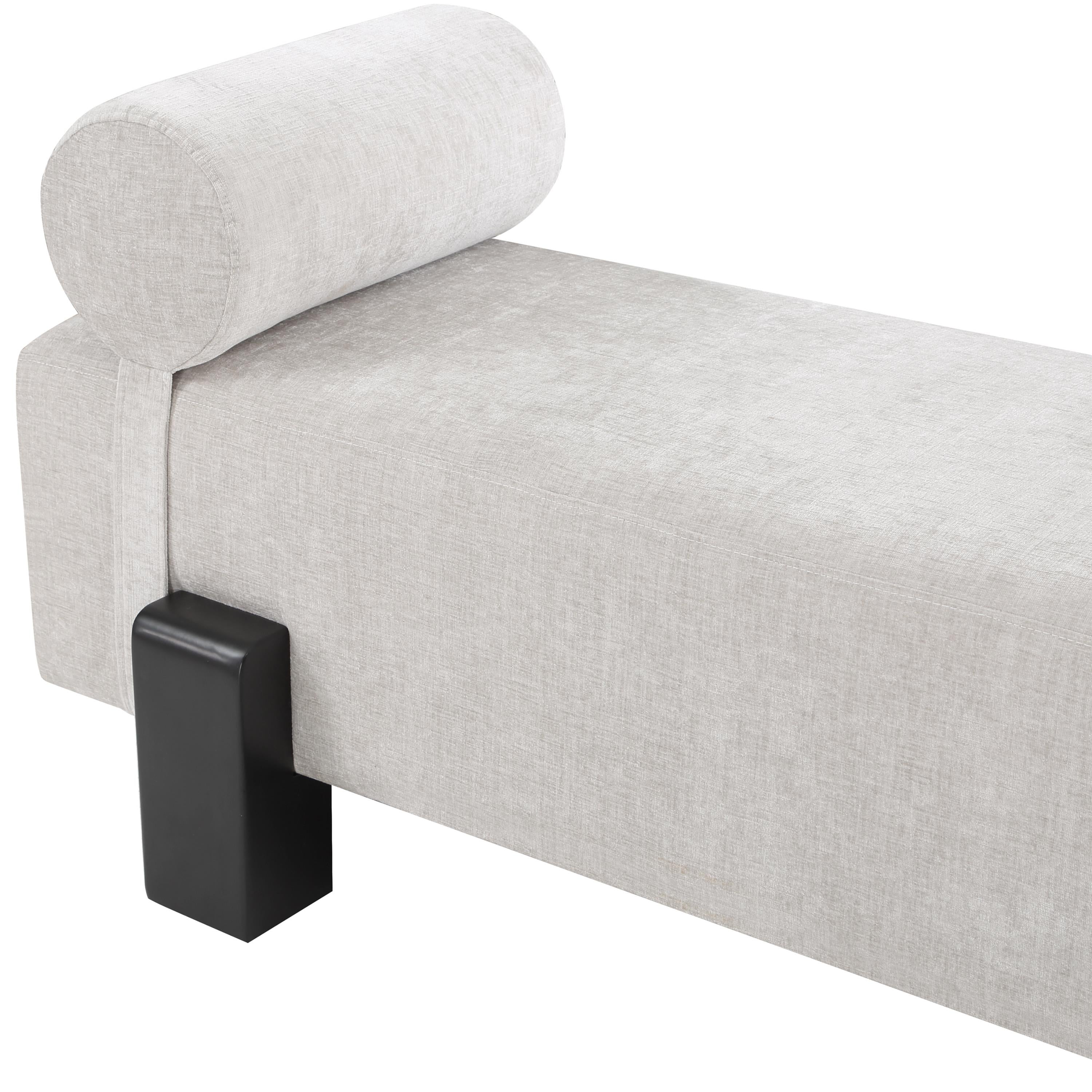 Meridian Edison Light Grey Chenille Fabric Bench
