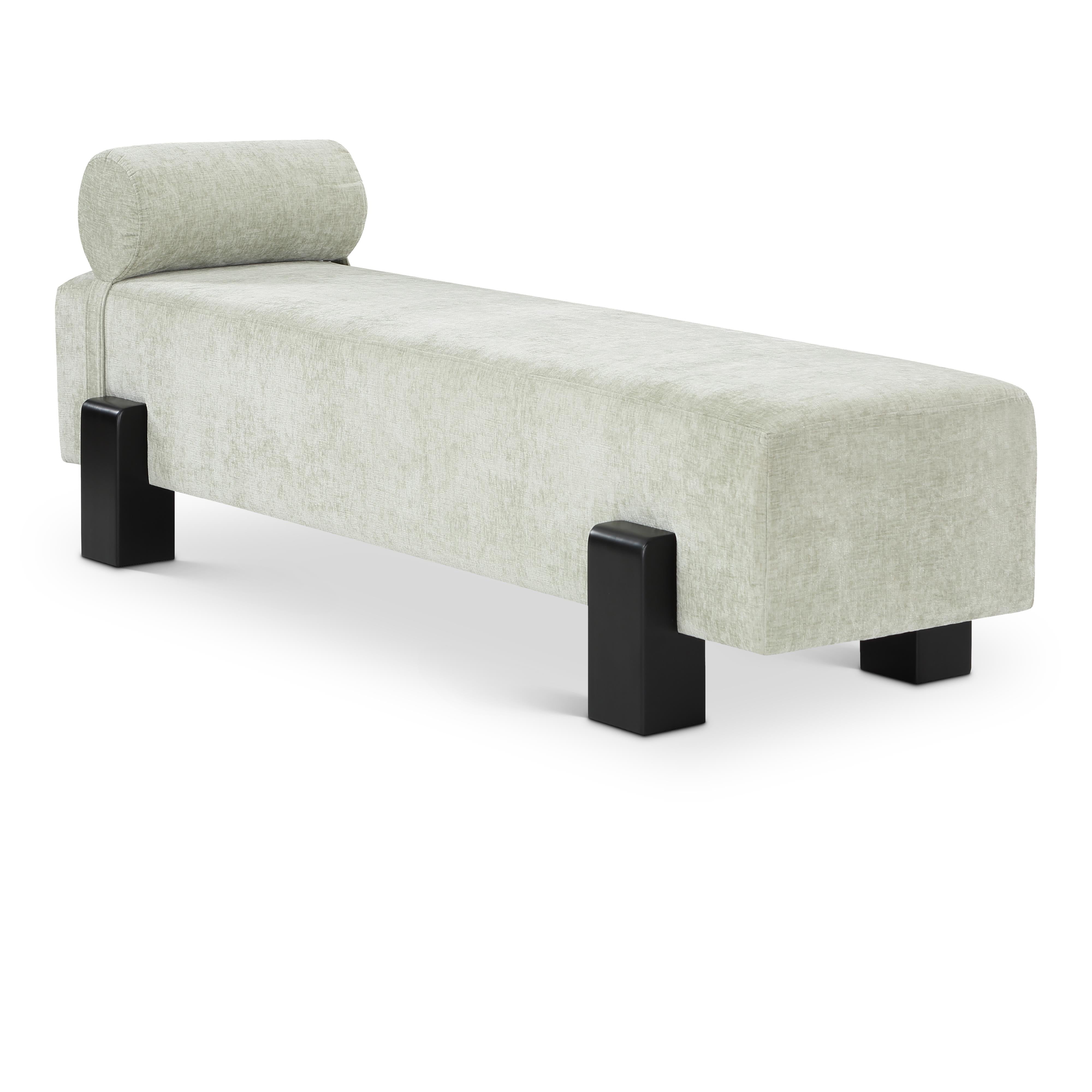 Meridian Edison Mint Green Chenille Fabric Bench
