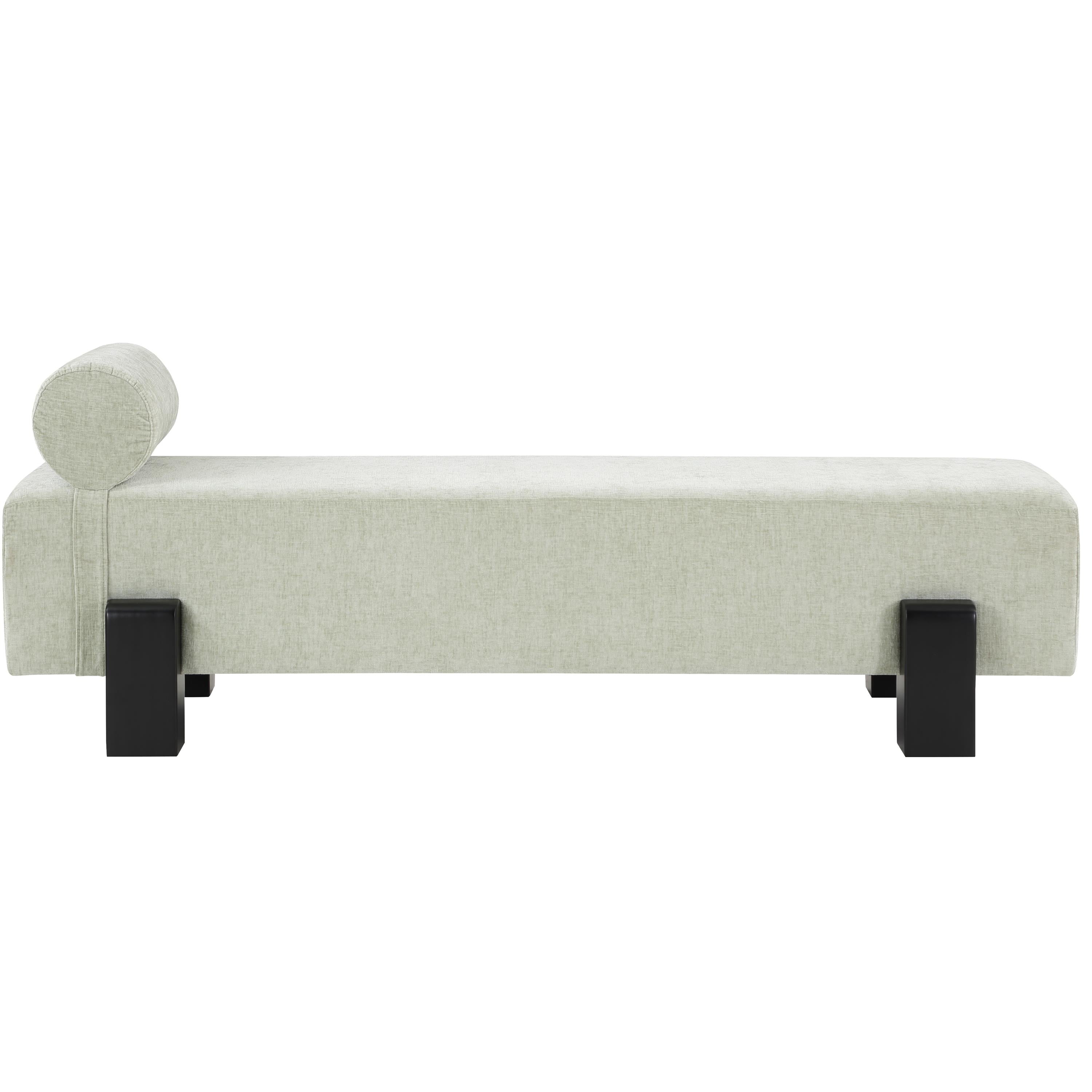 Meridian Edison Mint Green Chenille Fabric Bench
