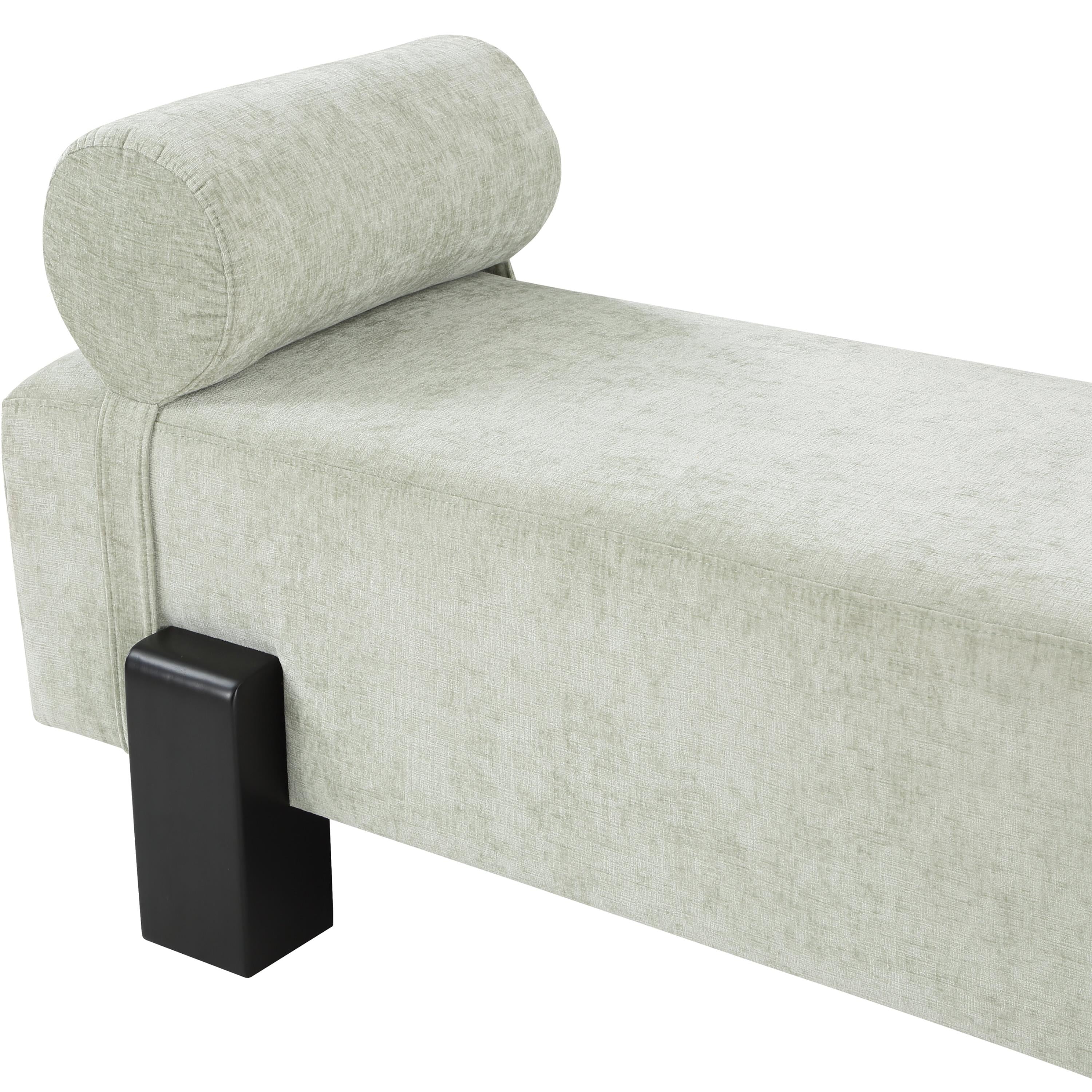 Meridian Edison Mint Green Chenille Fabric Bench