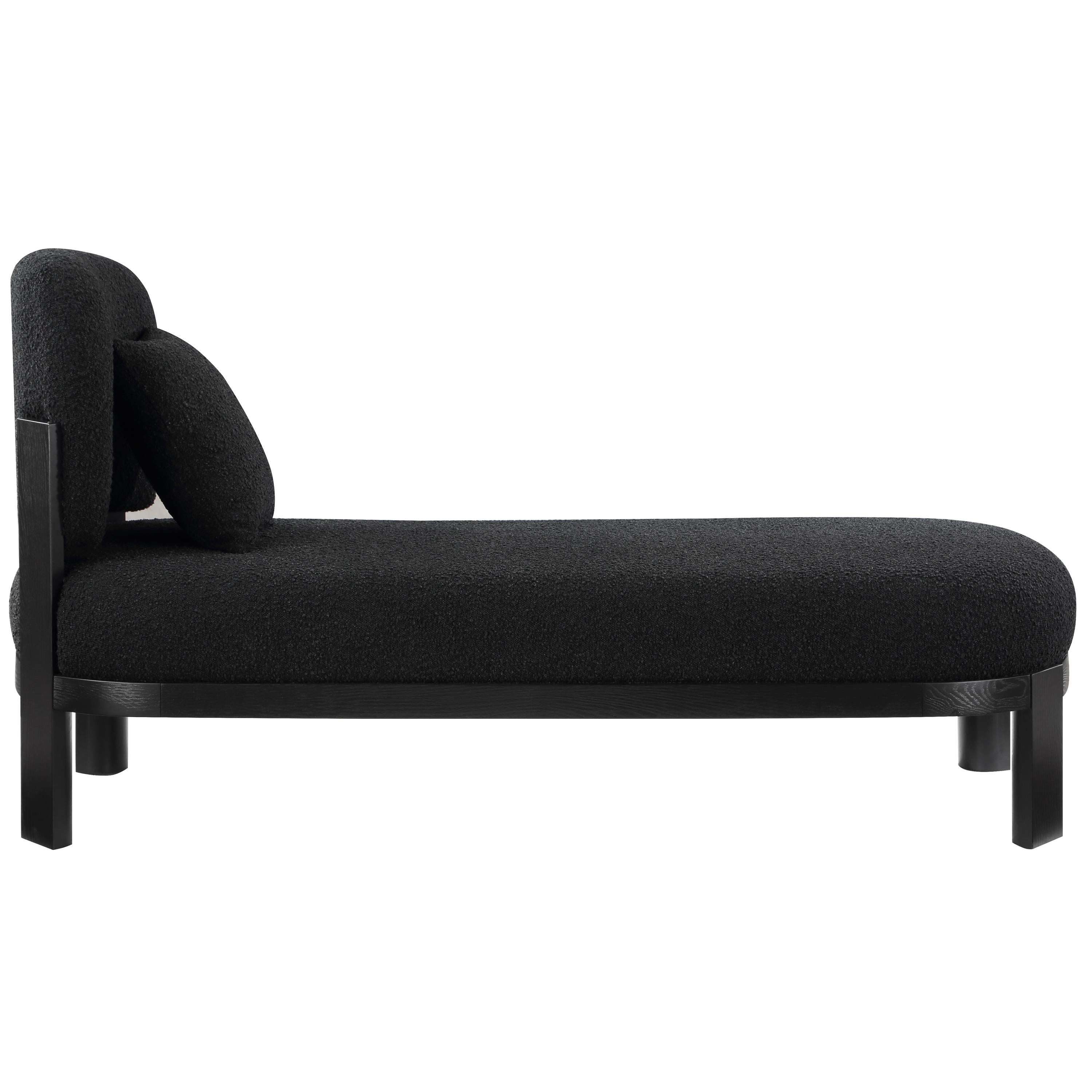 Meridian Maybourne Black Boucle Fabric Chaise/Bench