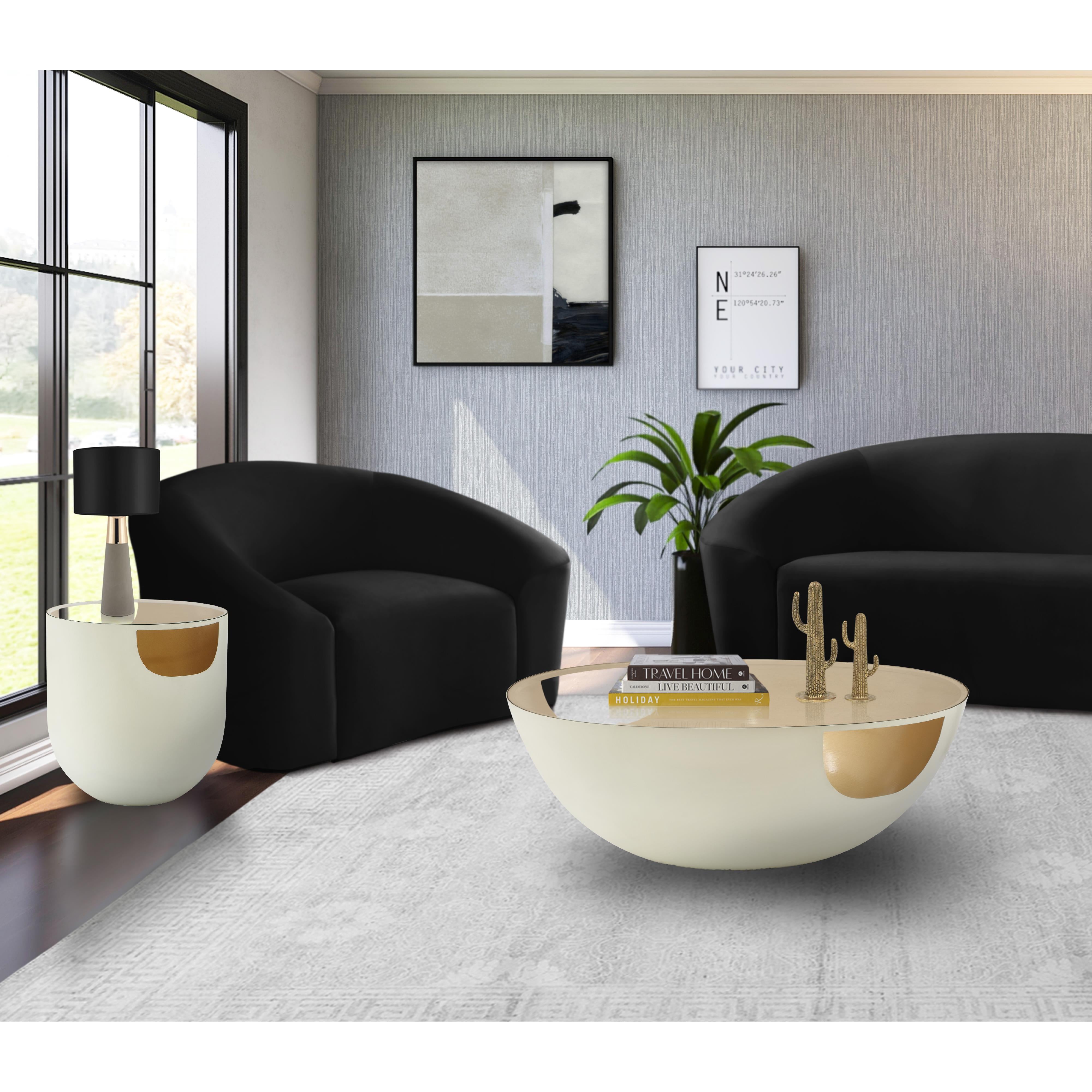Meridian Doma Cream / Gold End Table