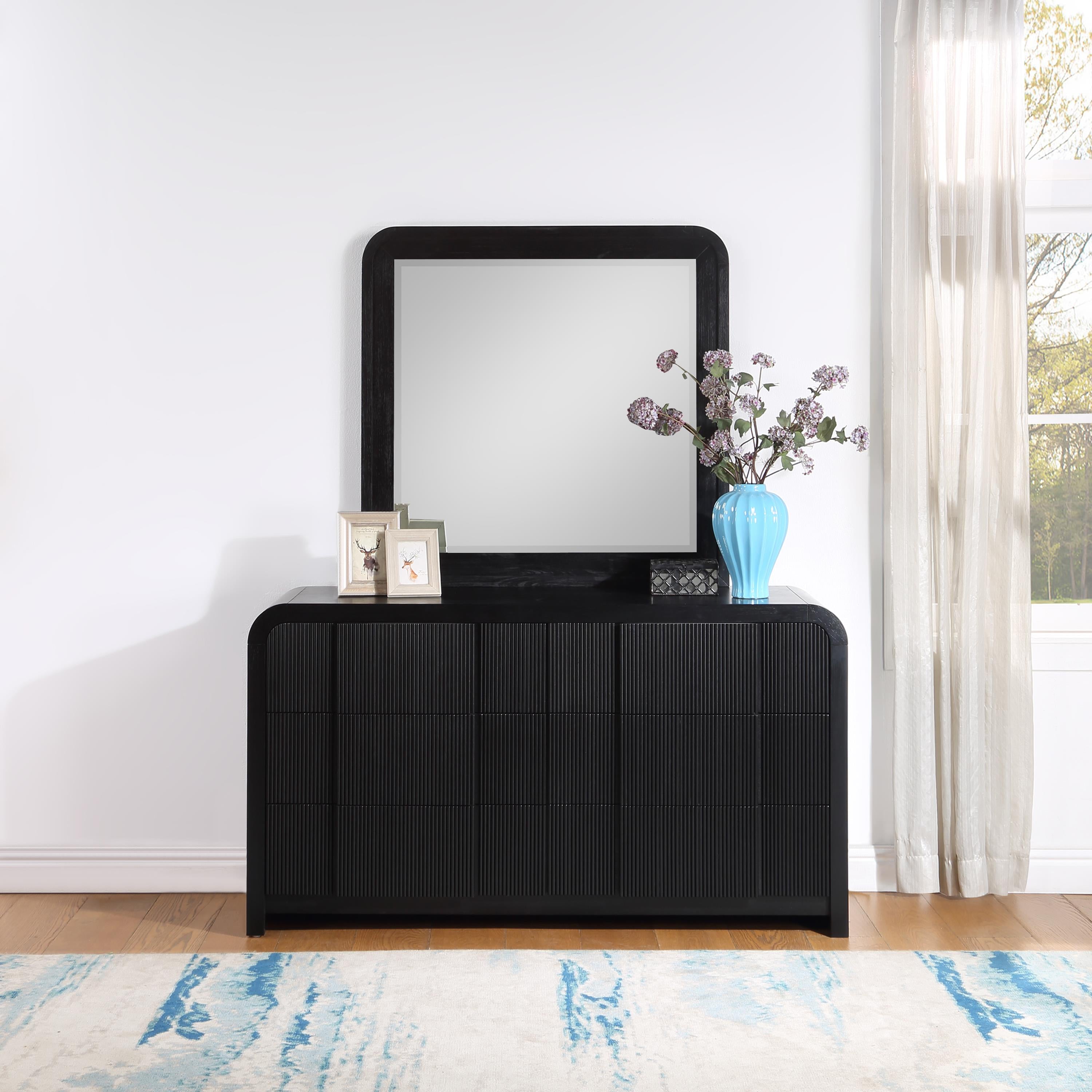 Meridian Fluted Black Mirror