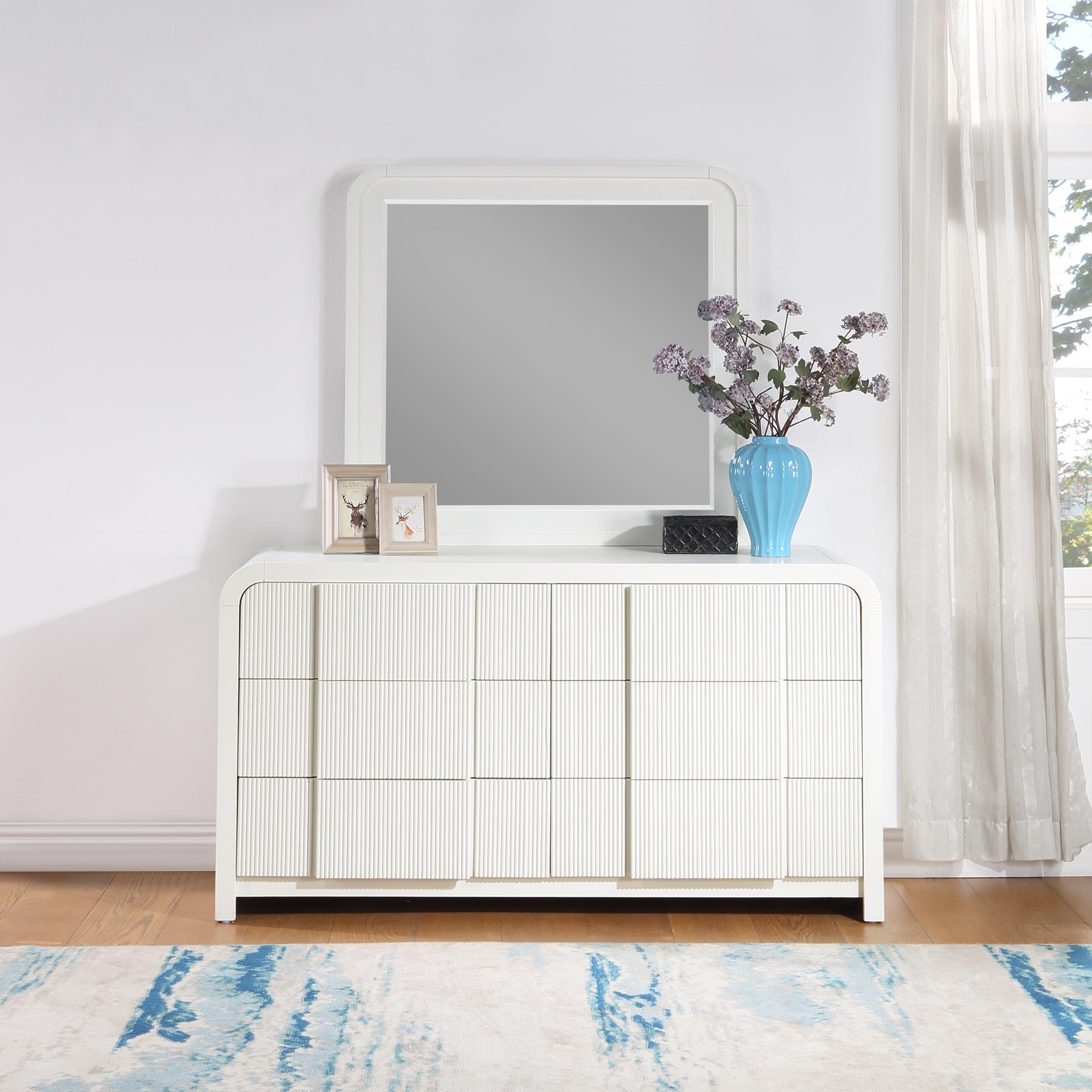 Meridian Fluted Cream Mirror