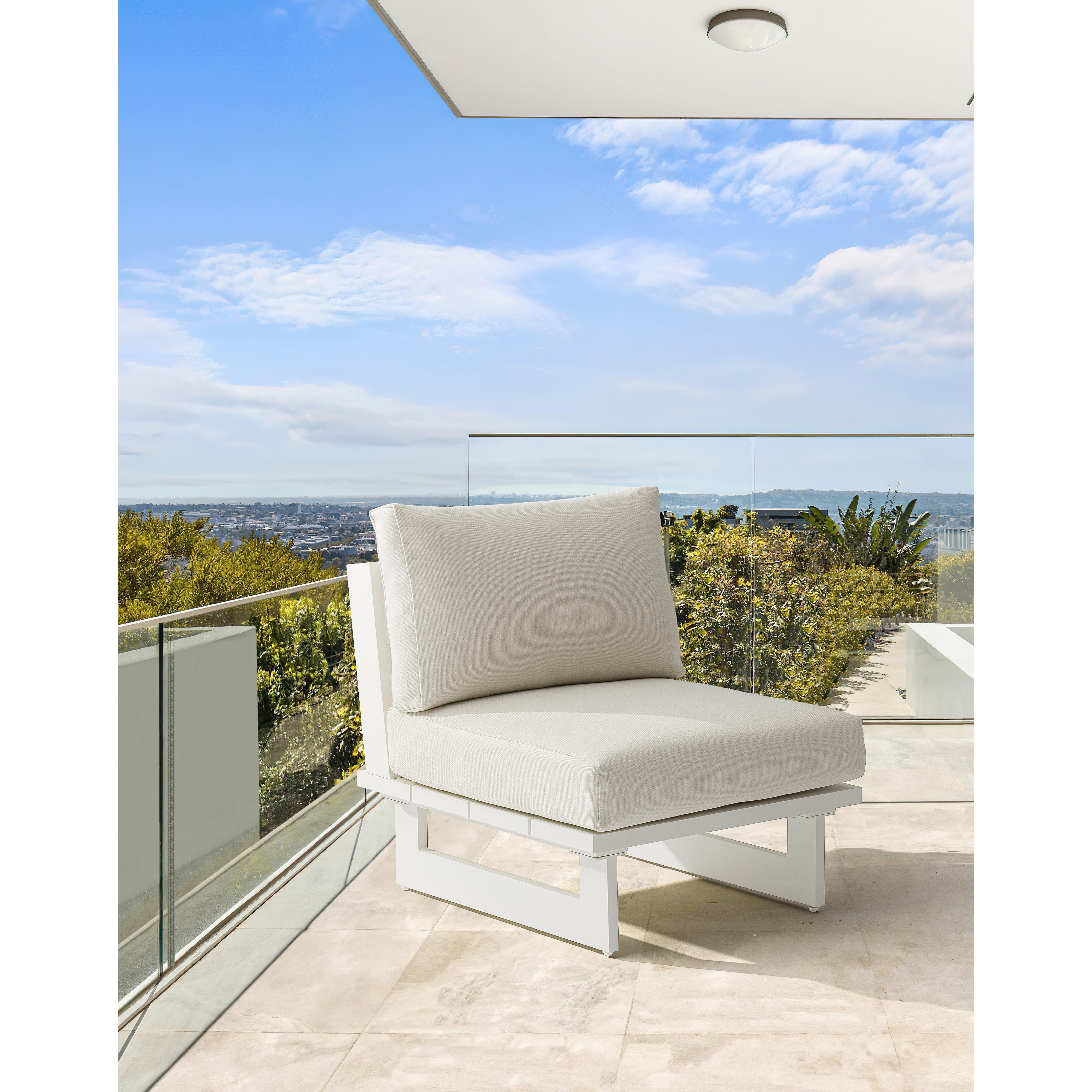 Meridian Maldives Cream Water Resistant Fabric Outdoor Patio Armless Chair