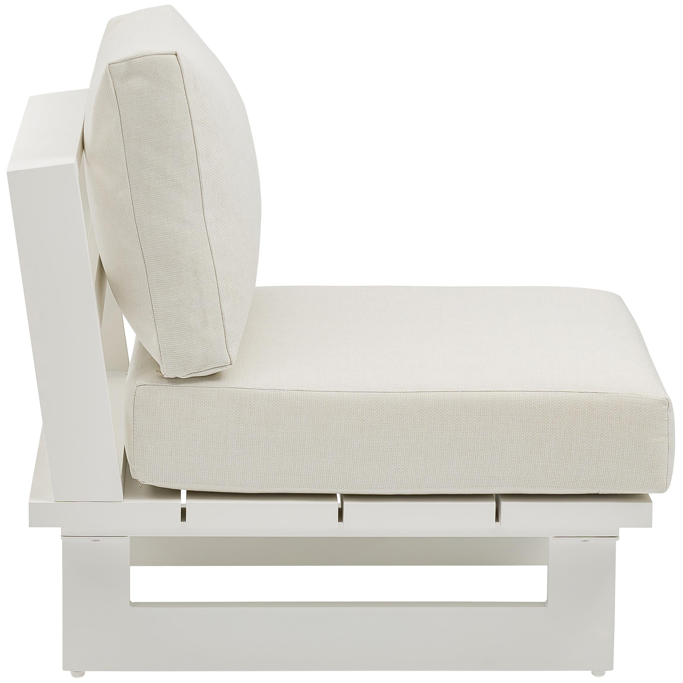 Meridian Maldives Cream Water Resistant Fabric Outdoor Patio Armless Chair