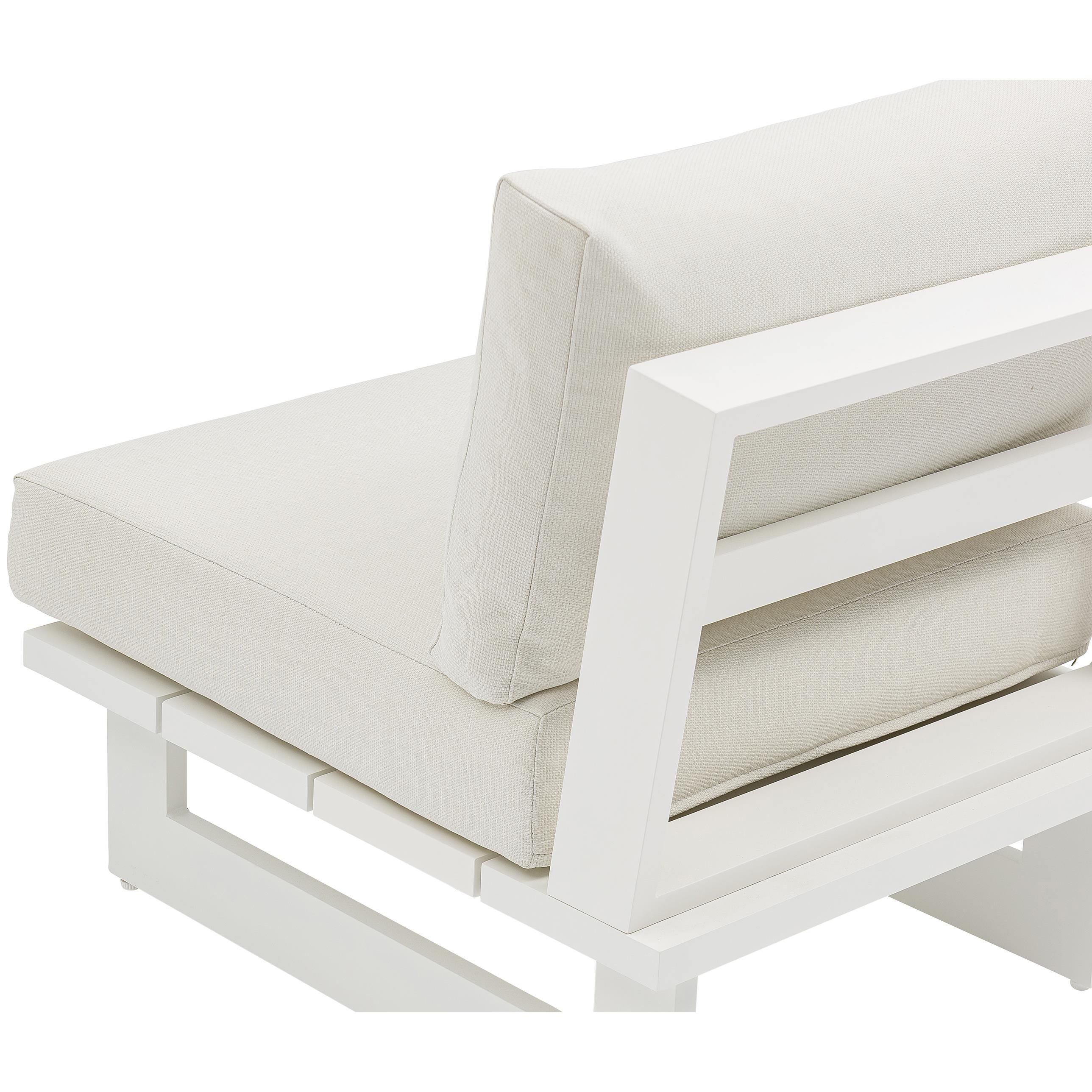 Meridian Maldives Cream Water Resistant Fabric Outdoor Patio Armless Chair