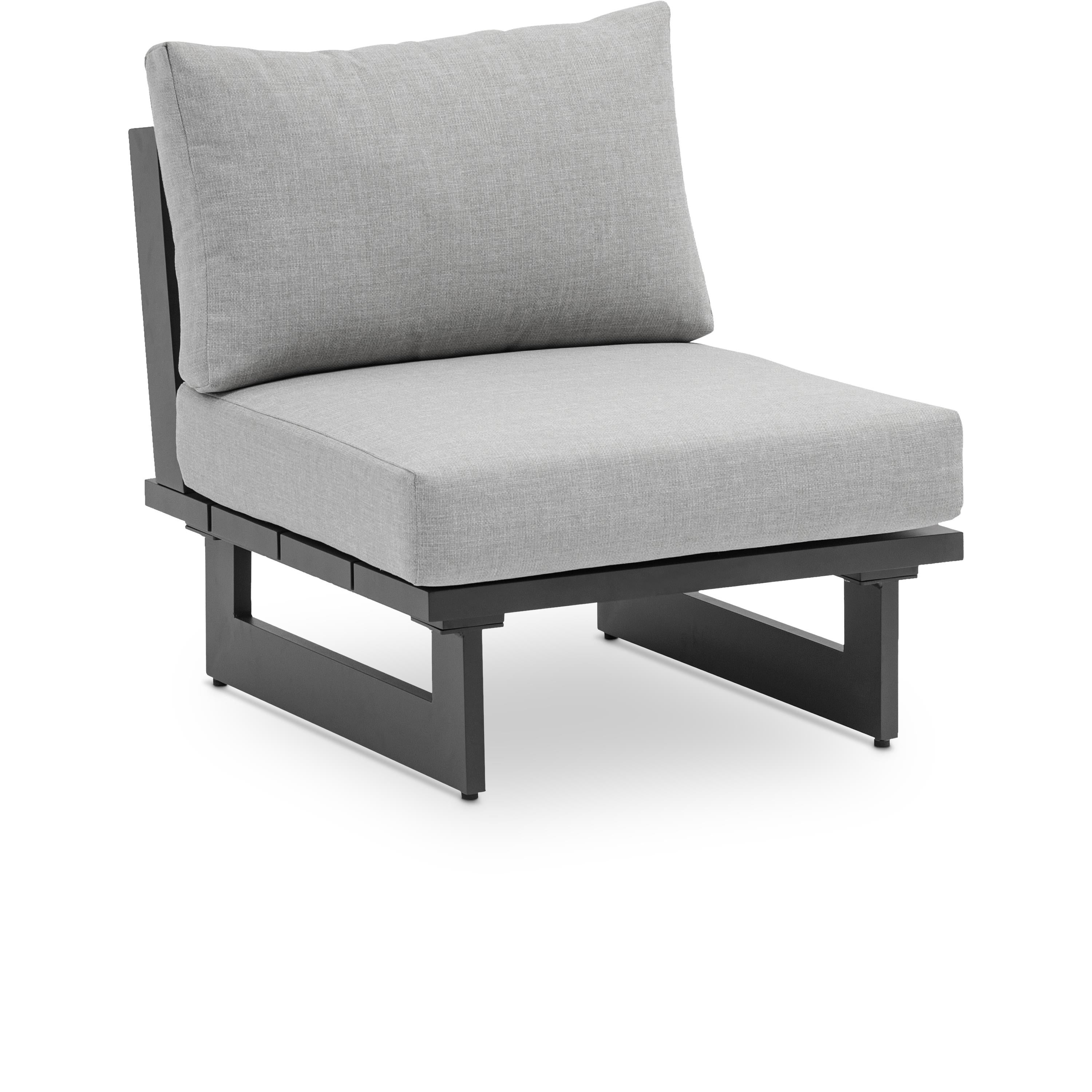 Meridian Maldives Grey Water Resistant Fabric Outdoor Patio Armless Chair